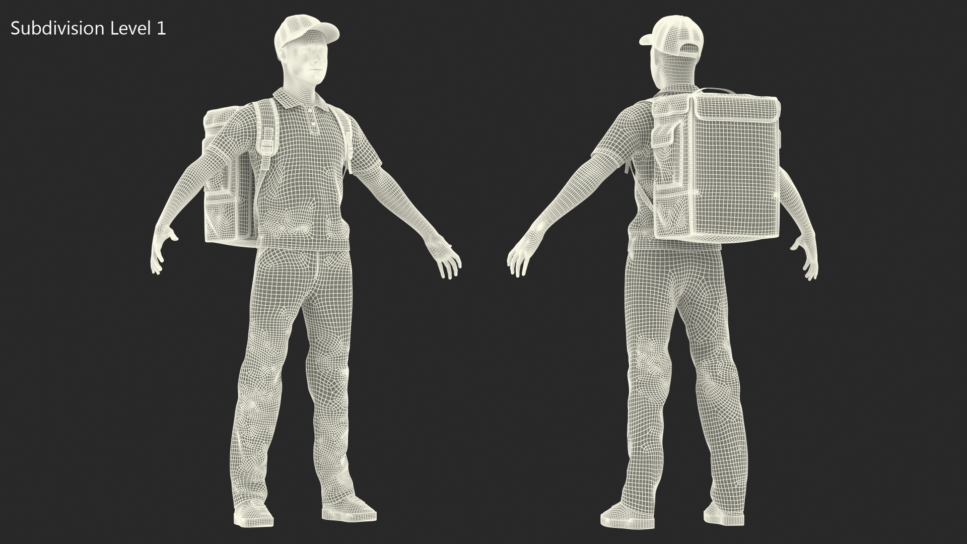 Food Delivery Man T Pose 3D model