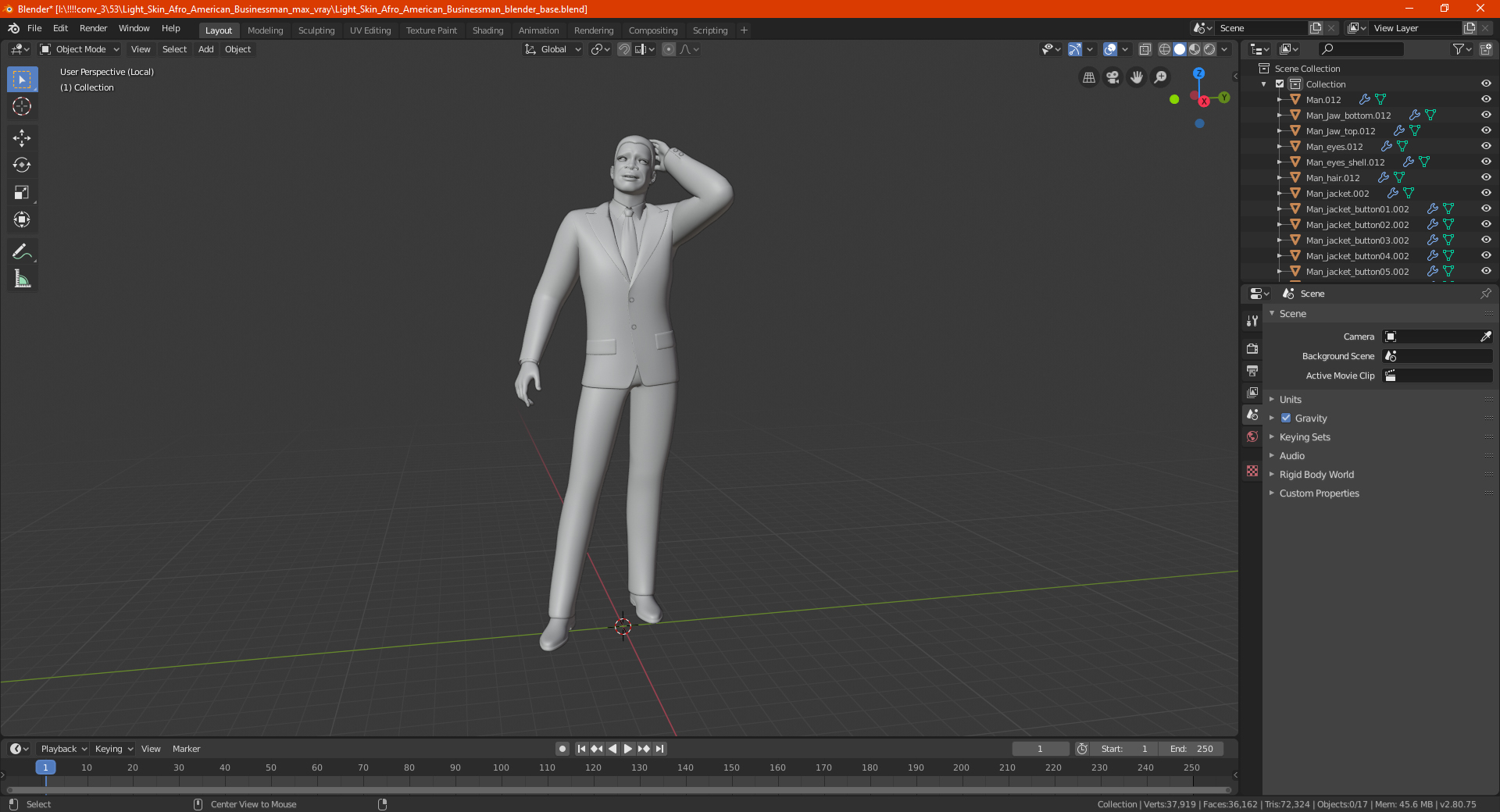3D Light Skin Afro American Businessman