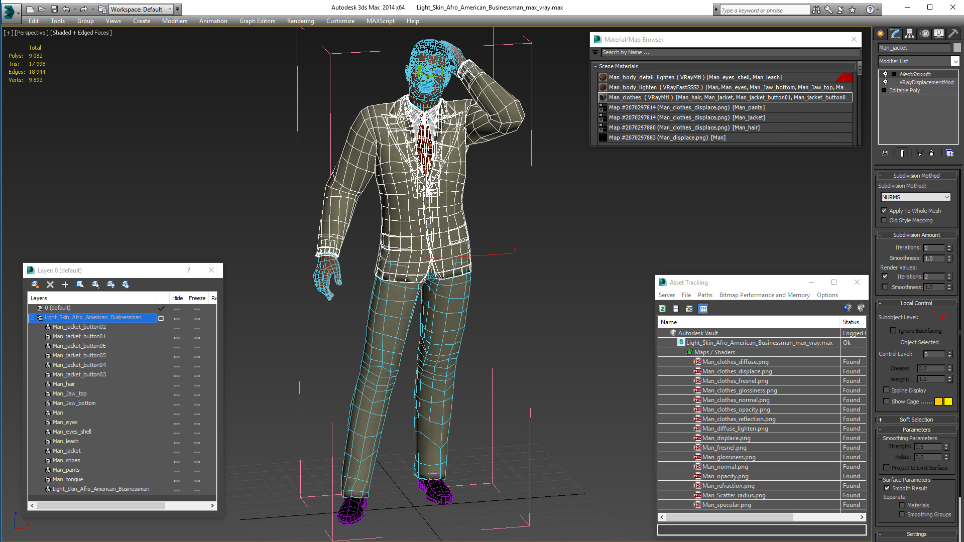 3D Light Skin Afro American Businessman