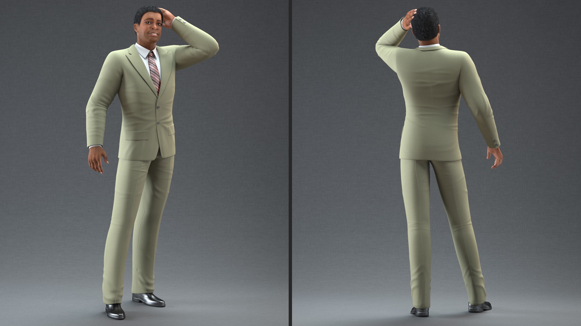 3D Light Skin Afro American Businessman