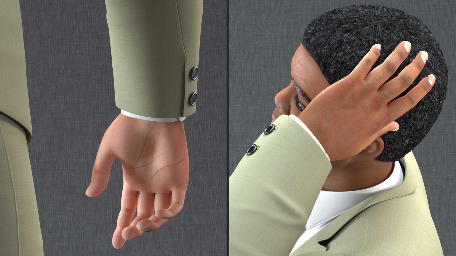 3D Light Skin Afro American Businessman