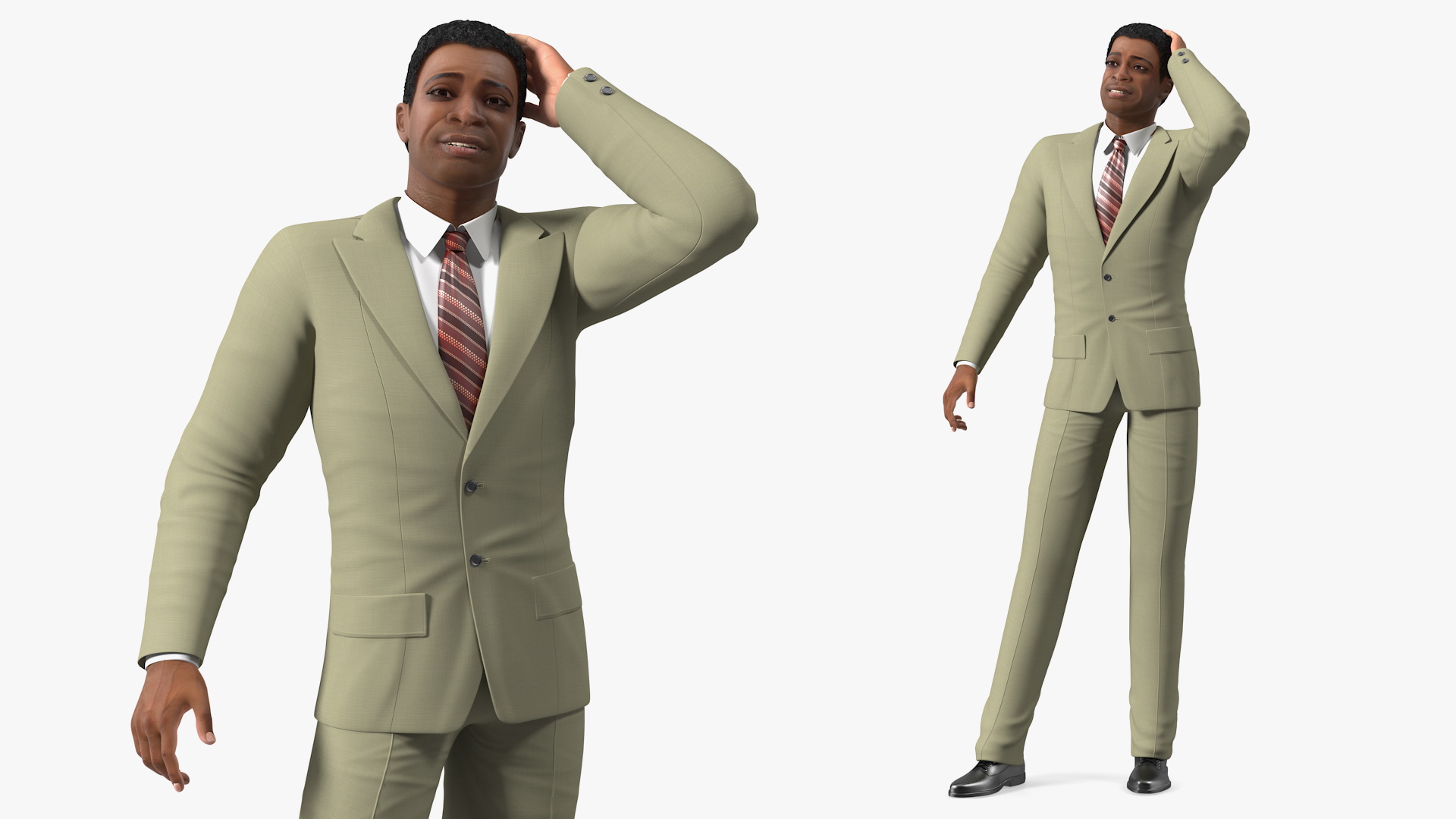 3D Light Skin Afro American Businessman