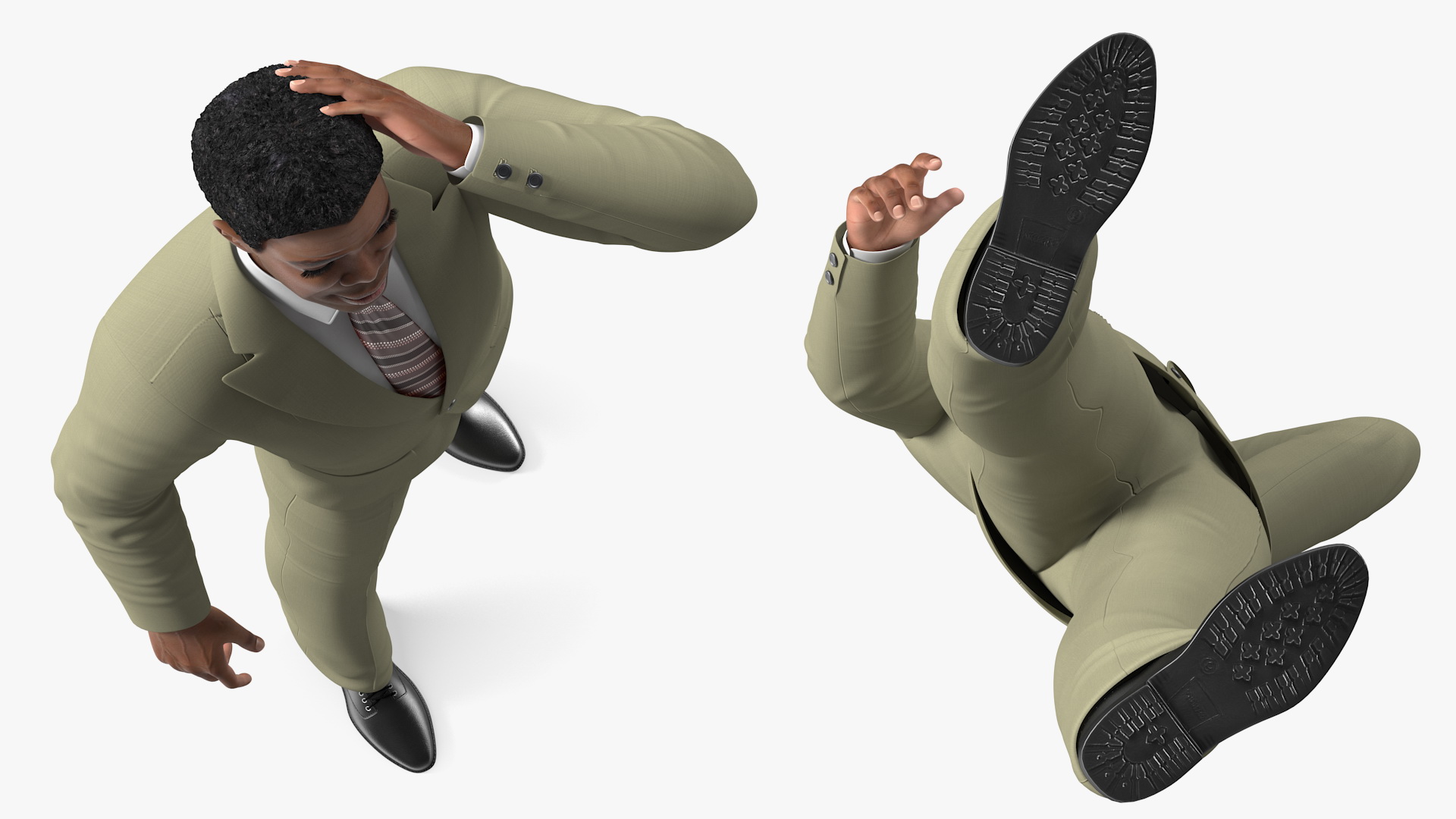 3D Light Skin Afro American Businessman