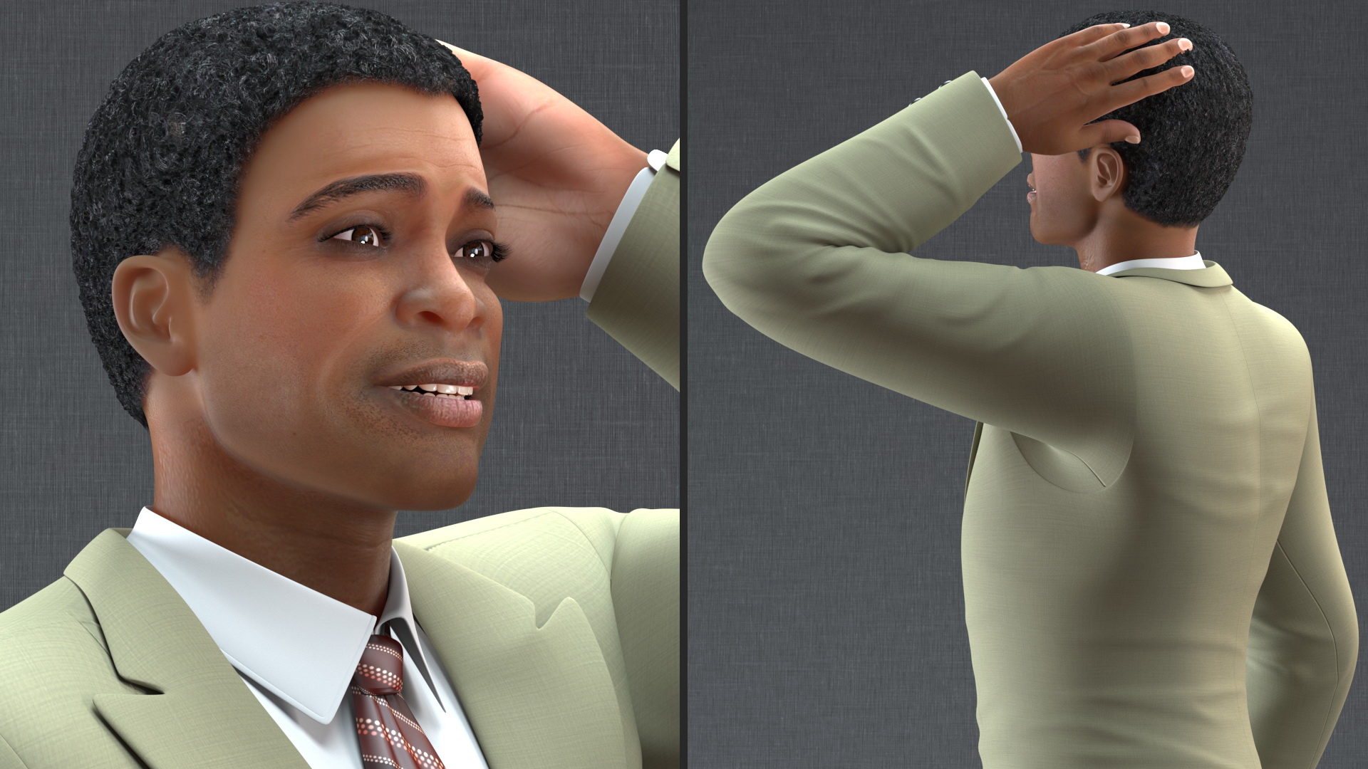 3D Light Skin Afro American Businessman