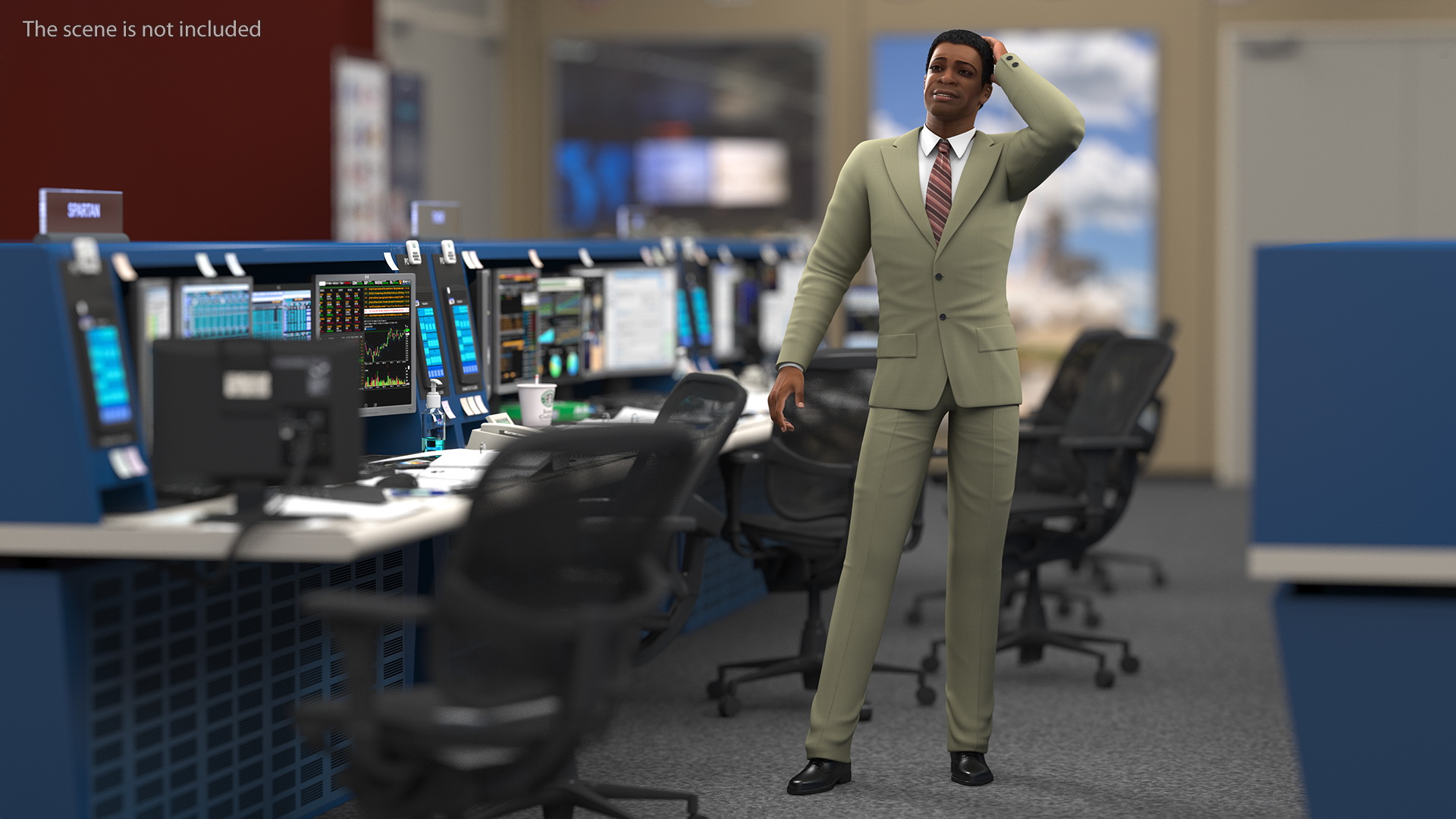 3D Light Skin Afro American Businessman
