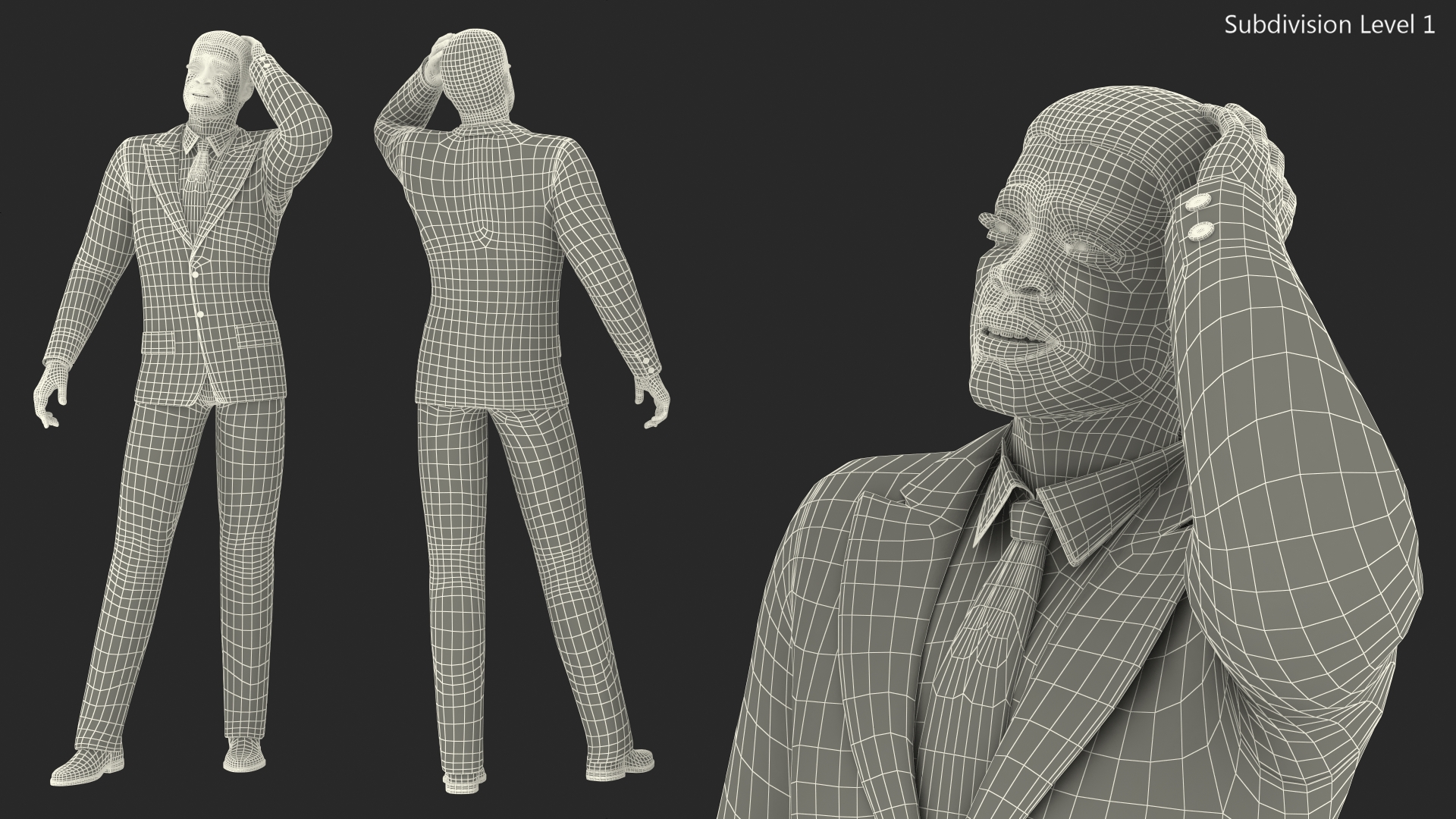 3D Light Skin Afro American Businessman