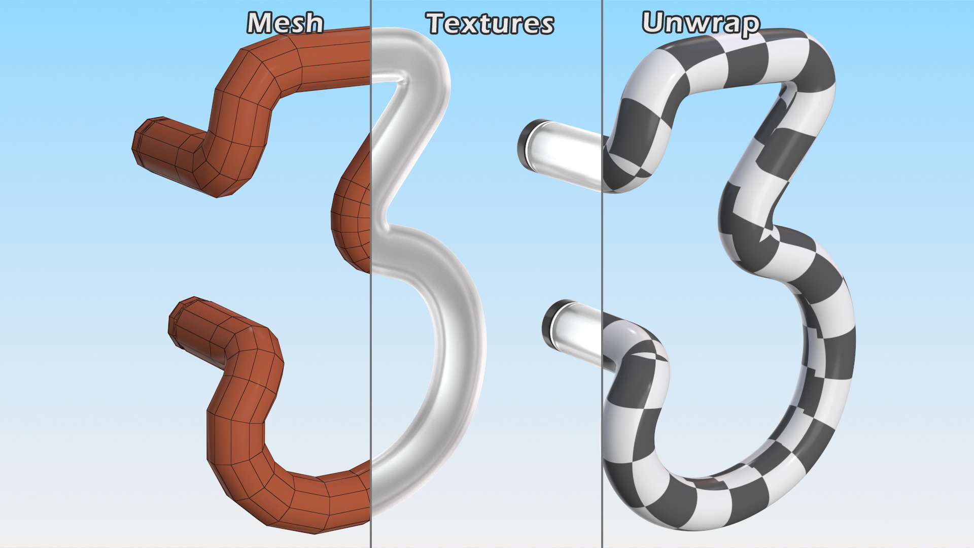Neon Tube Light Number 3 3D model