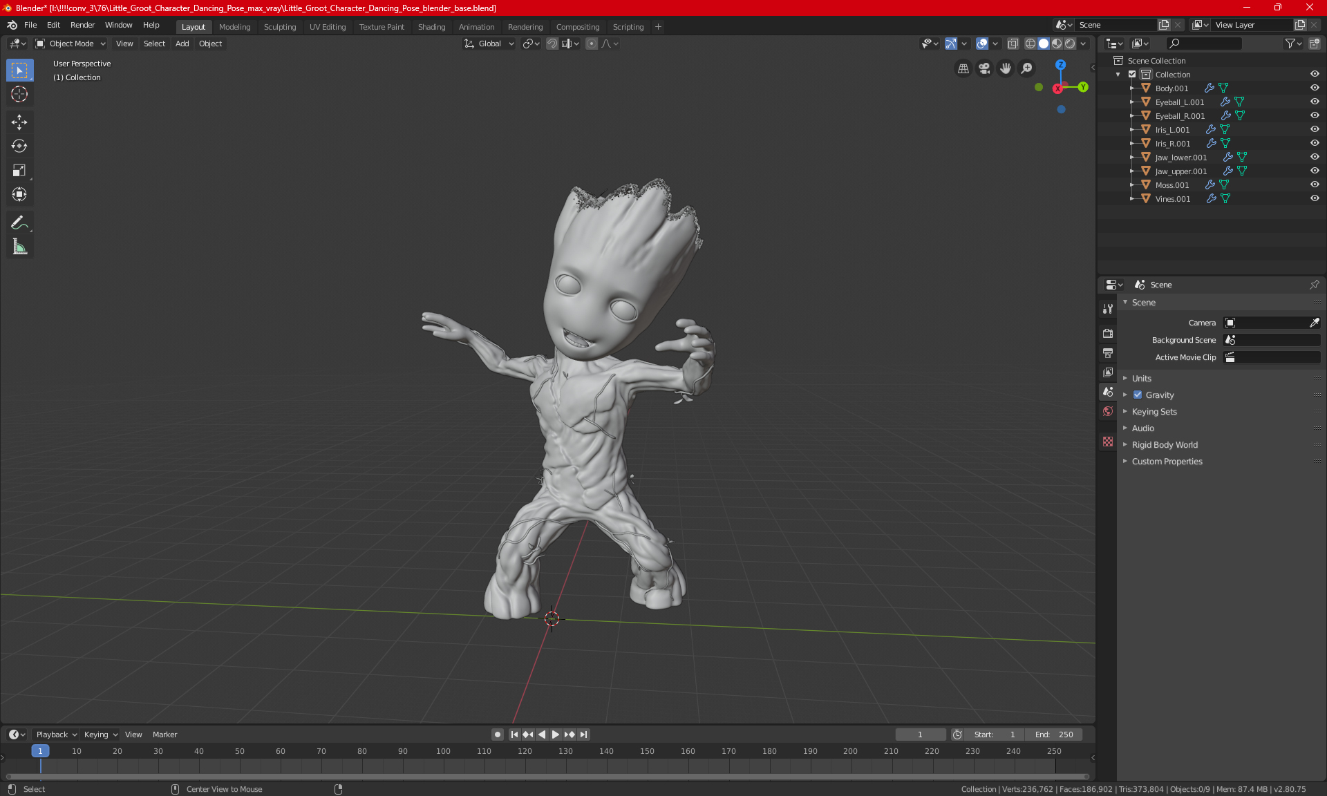 3D model Little Groot Character Dancing Pose