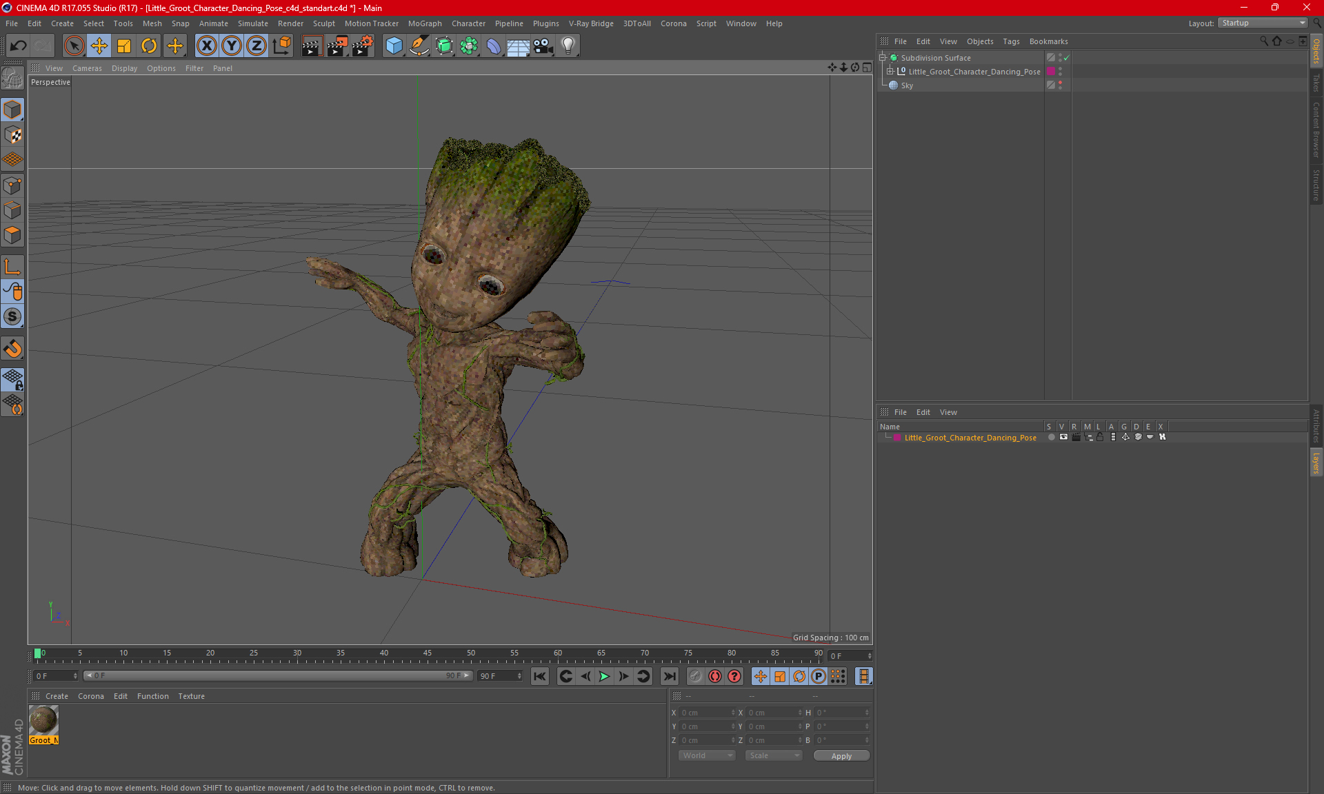 3D model Little Groot Character Dancing Pose
