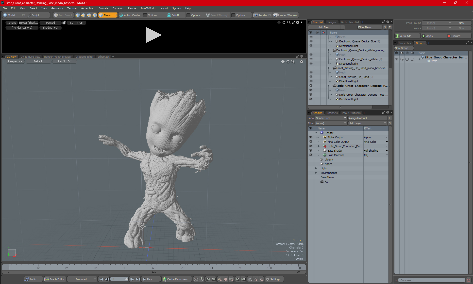 3D model Little Groot Character Dancing Pose