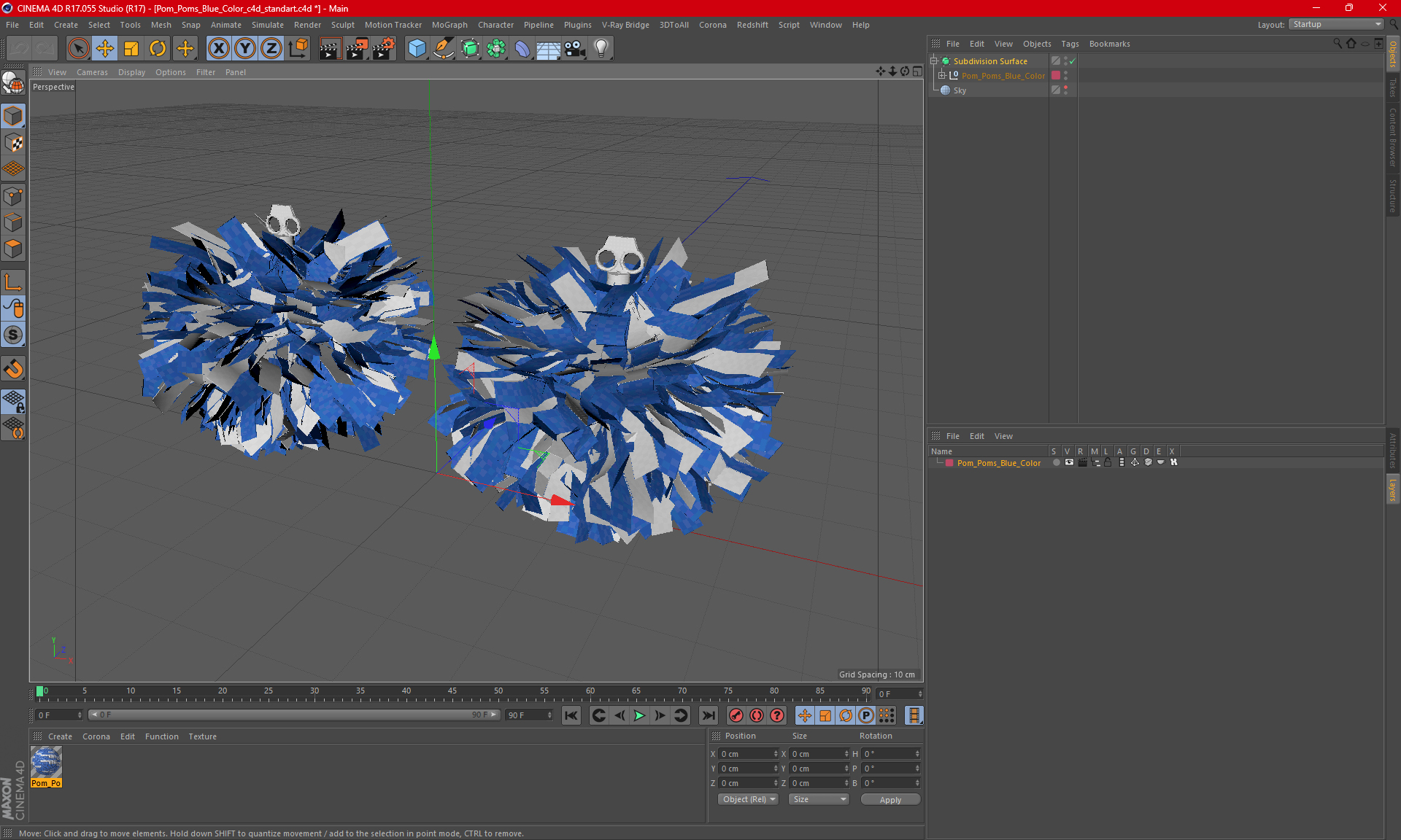 Pom Poms Blue Color 3D model