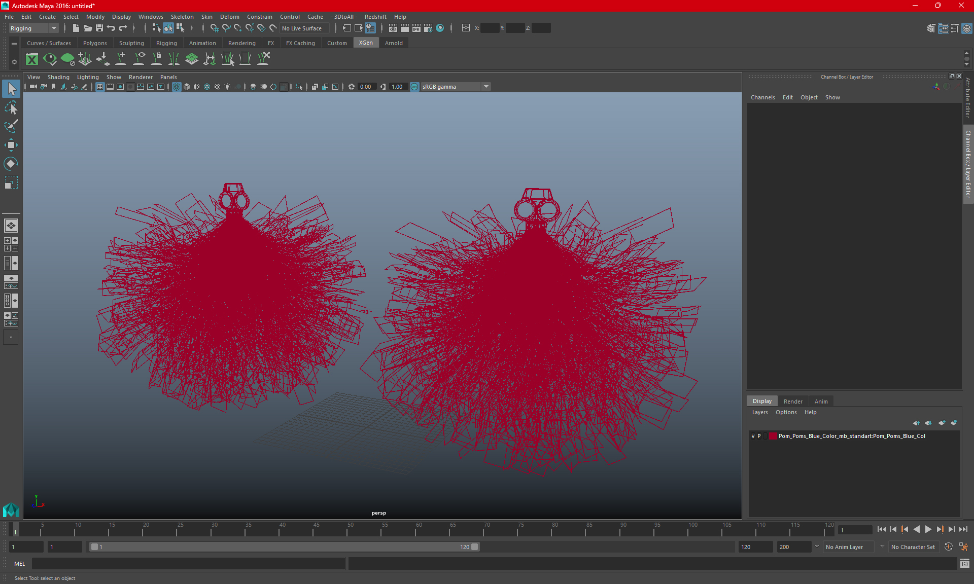 Pom Poms Blue Color 3D model