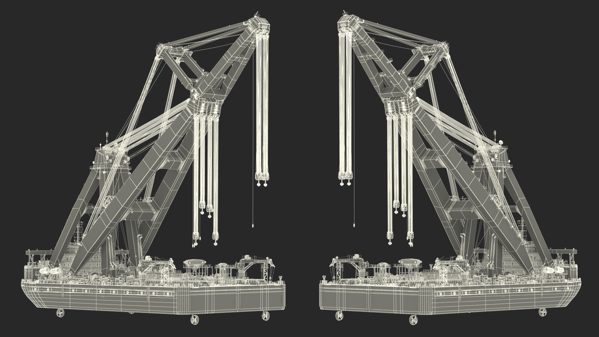 3D Floating Vessel Crane Working Position model