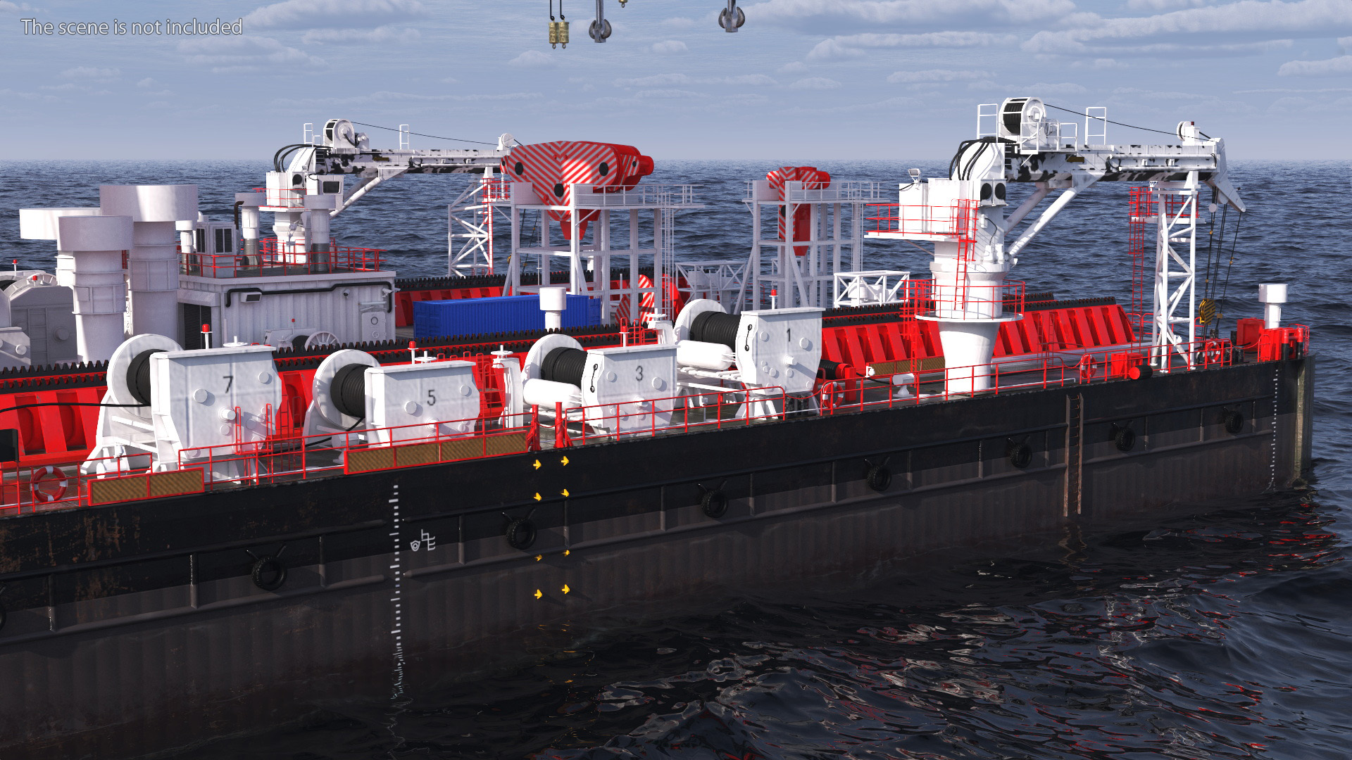 3D Floating Vessel Crane Working Position model