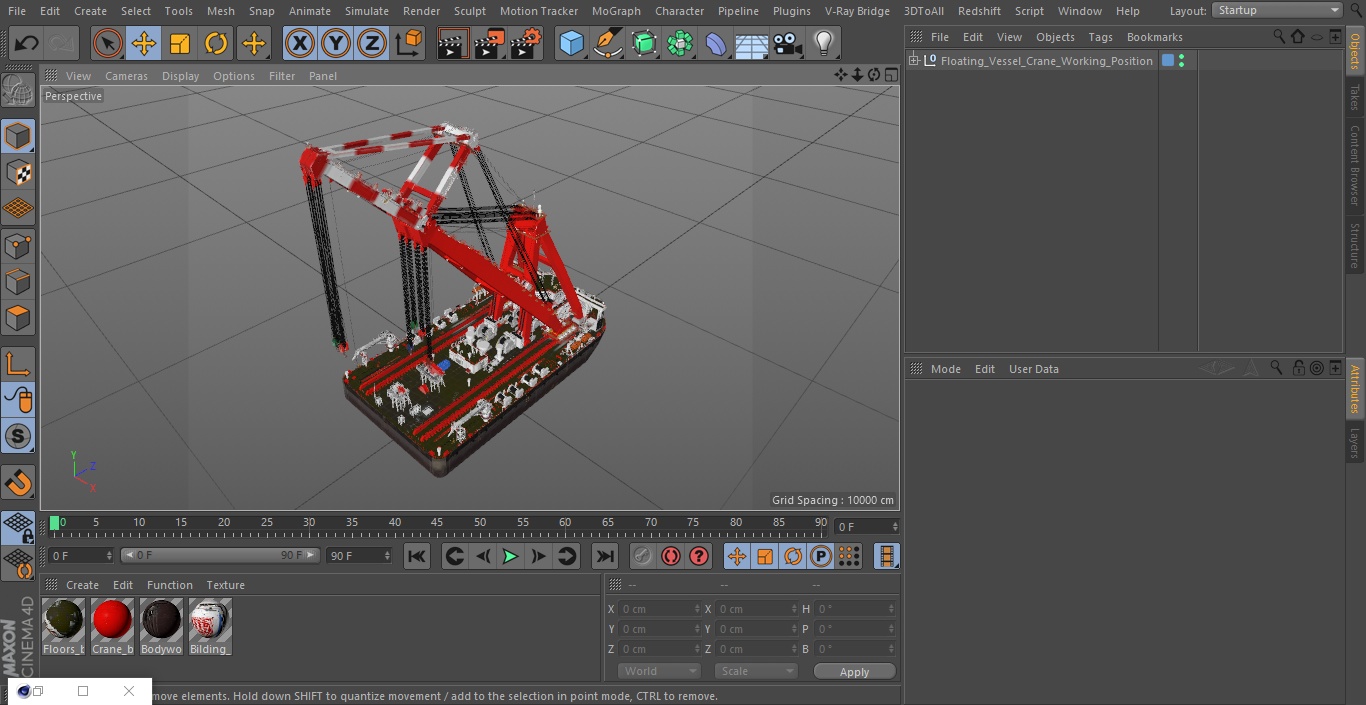 3D Floating Vessel Crane Working Position model