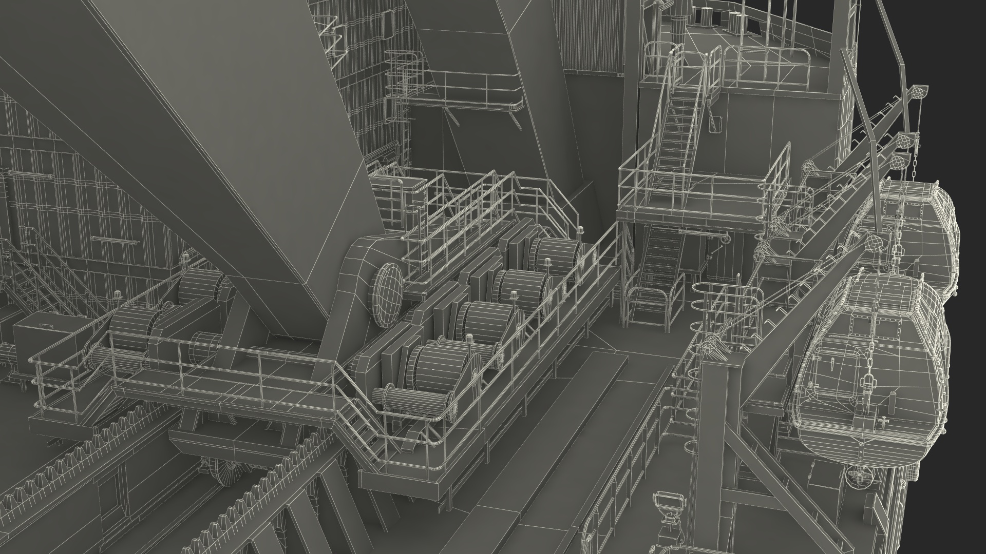 3D Floating Vessel Crane Working Position model