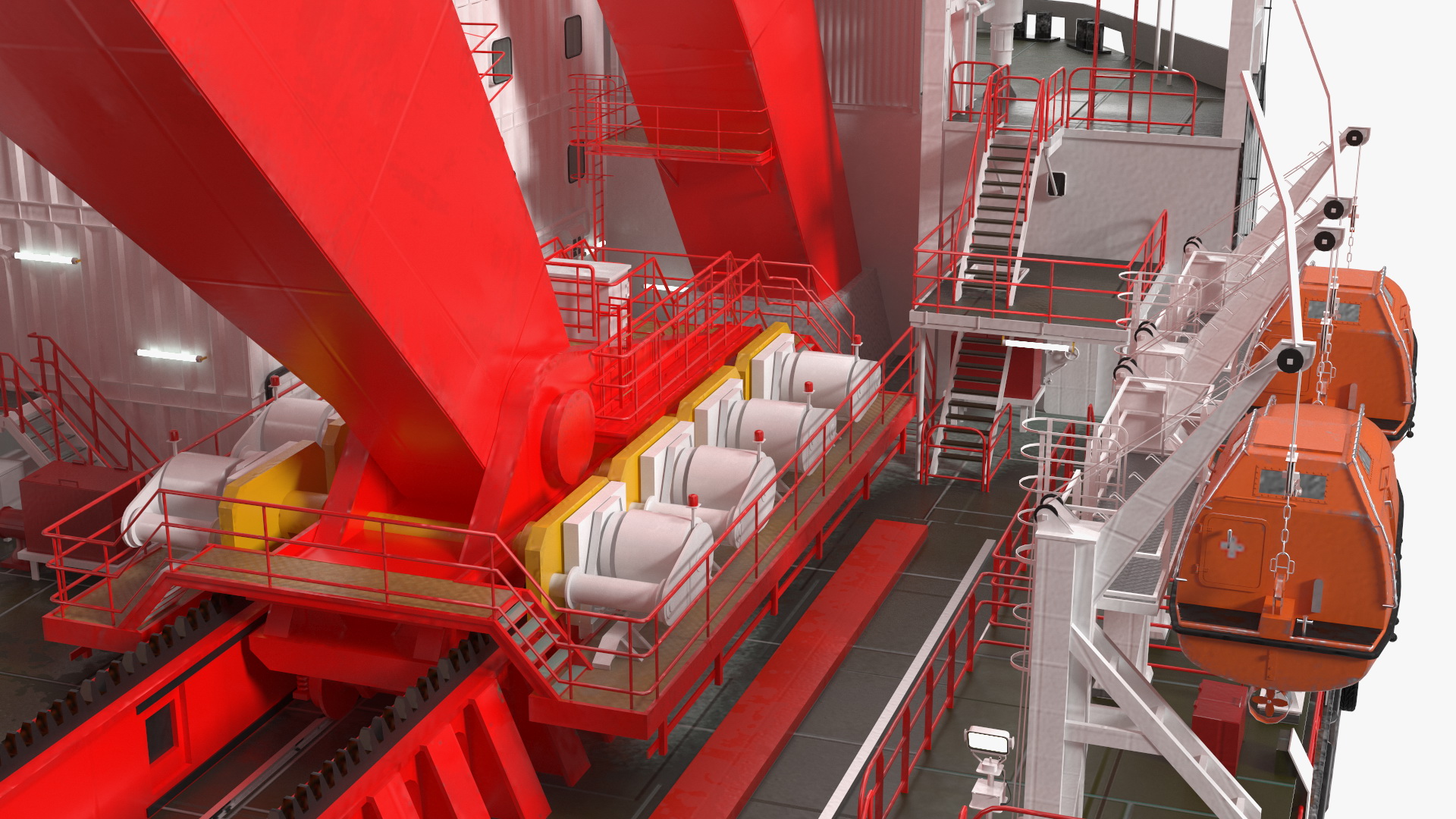 3D Floating Vessel Crane Working Position model