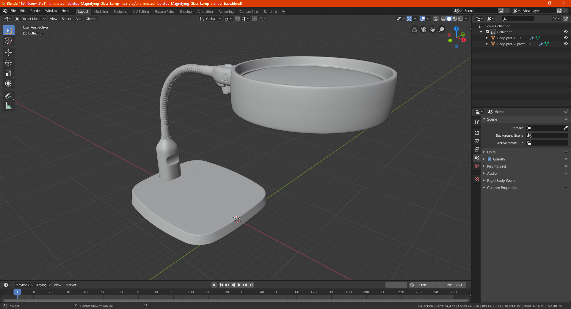 Illuminated Tabletop Magnifying Glass Lamp 3D