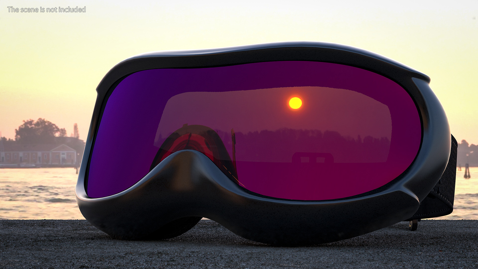 Blue and Red Gradient Glass Ski Goggles 3D model