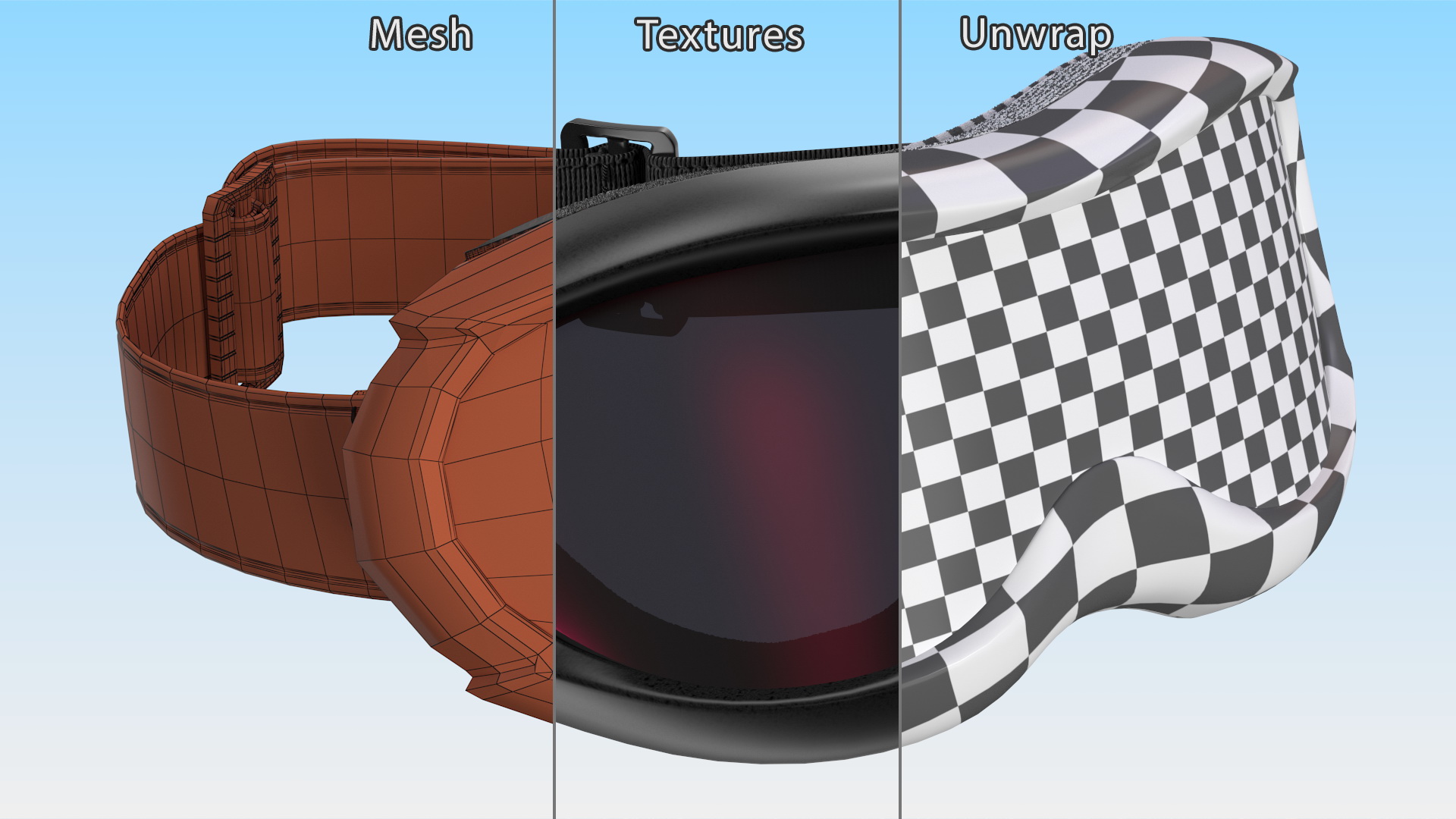 Blue and Red Gradient Glass Ski Goggles 3D model