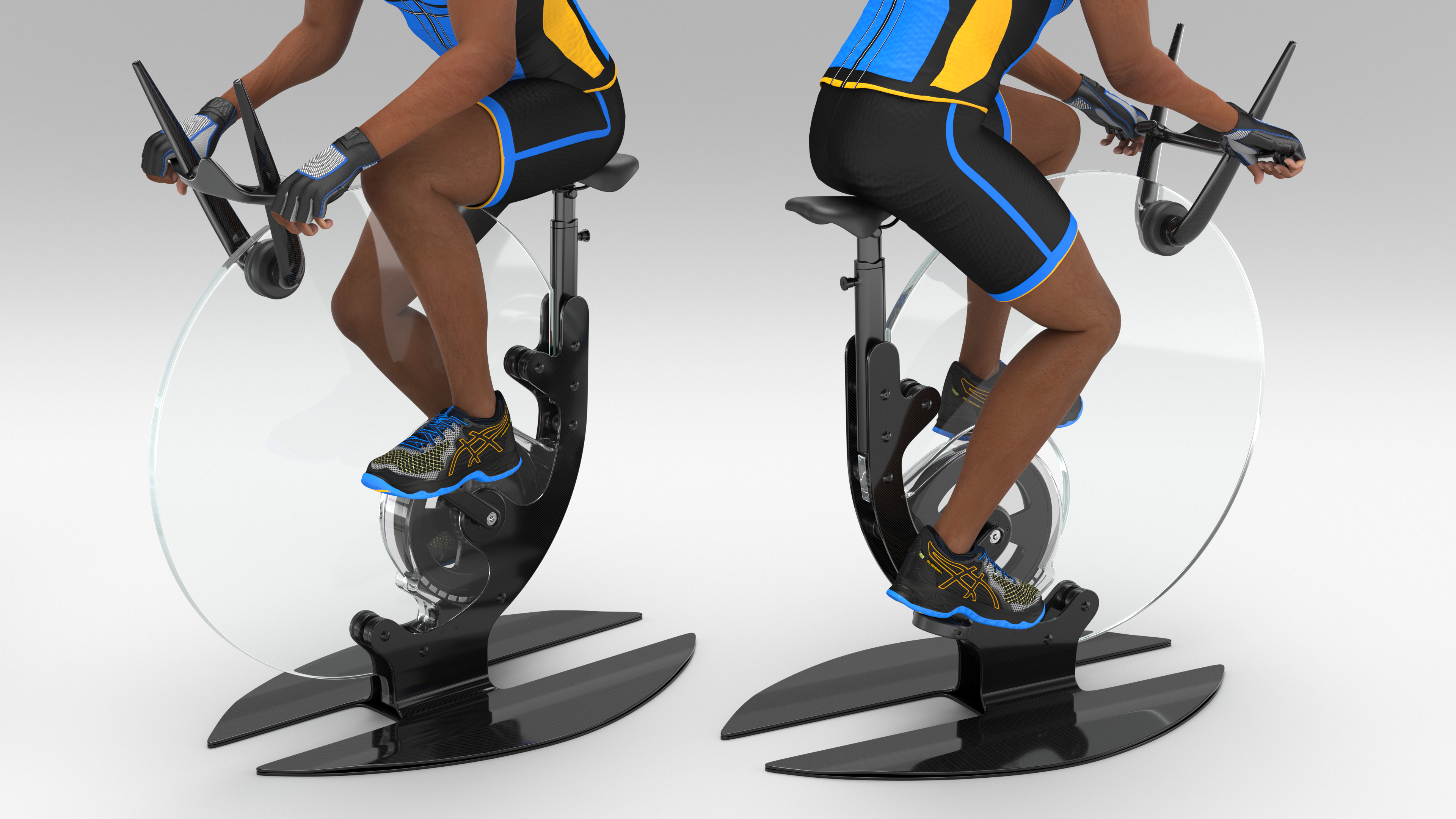 Sportsmen Training on Exercise Bike, view 4