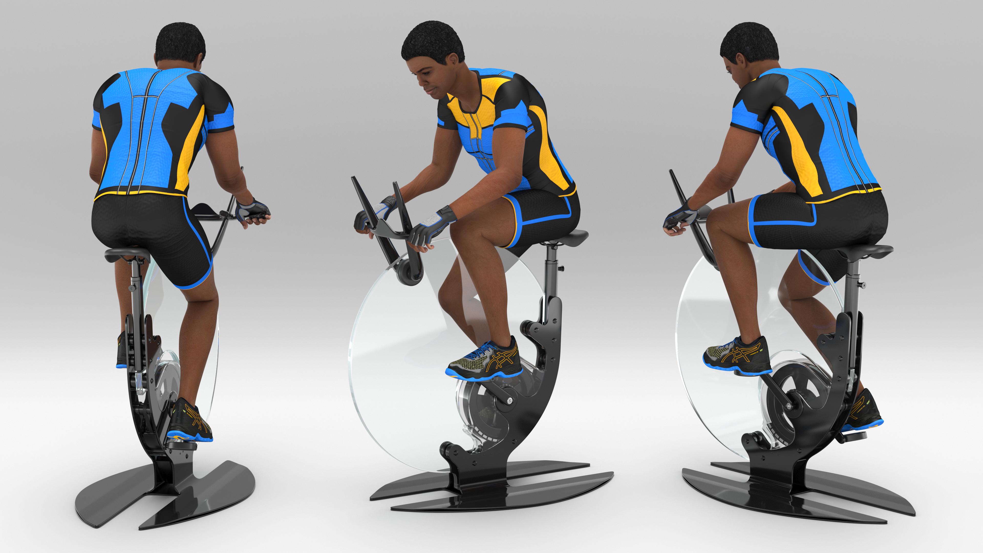 Sportsmen Training on Exercise Bike, view 9