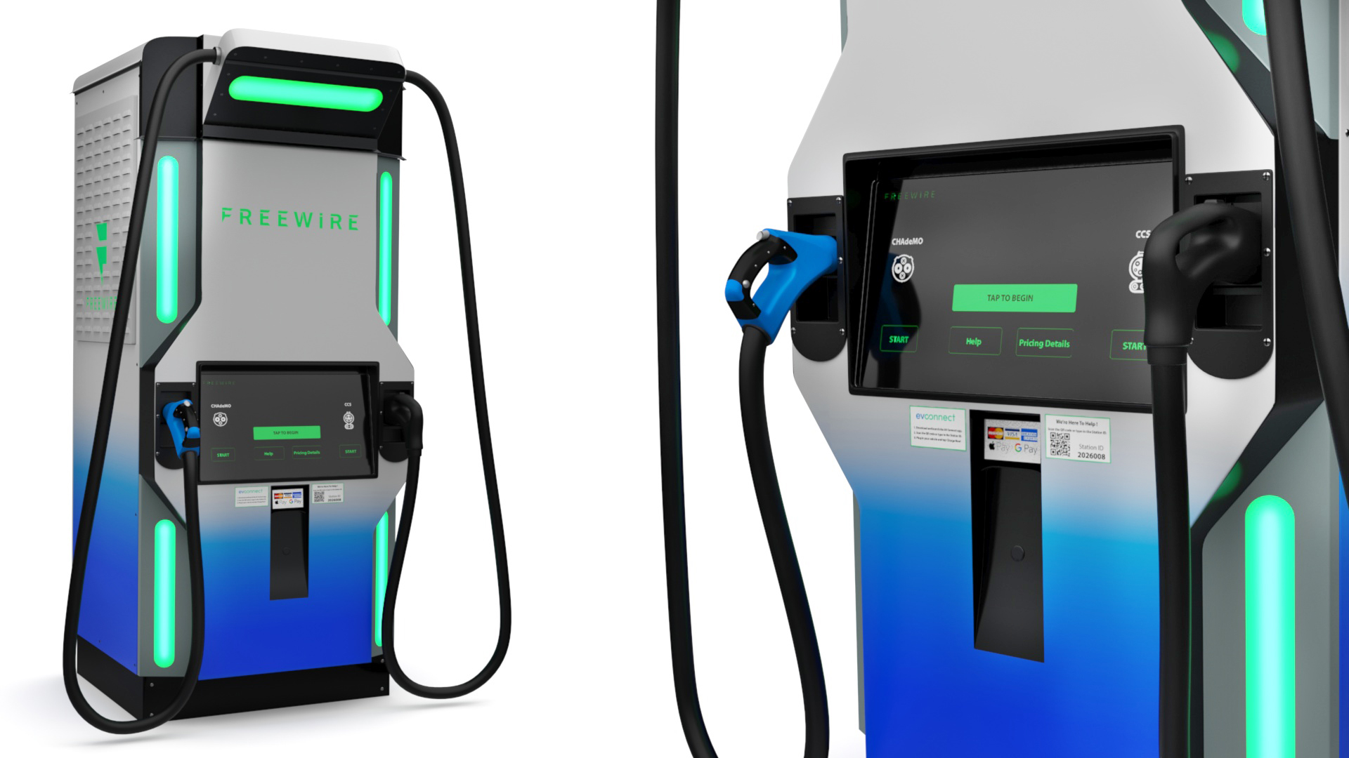 Electric Coupe Car with Freewire Ultrafast Charging Station 3D model