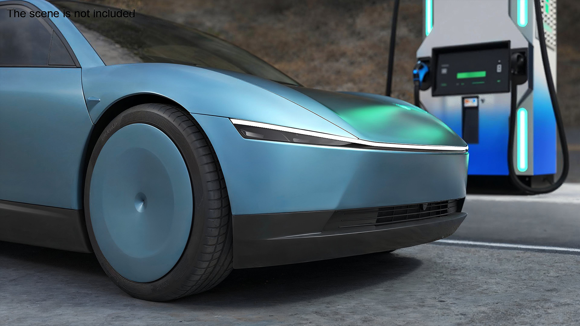 Electric Coupe Car with Freewire Ultrafast Charging Station 3D model