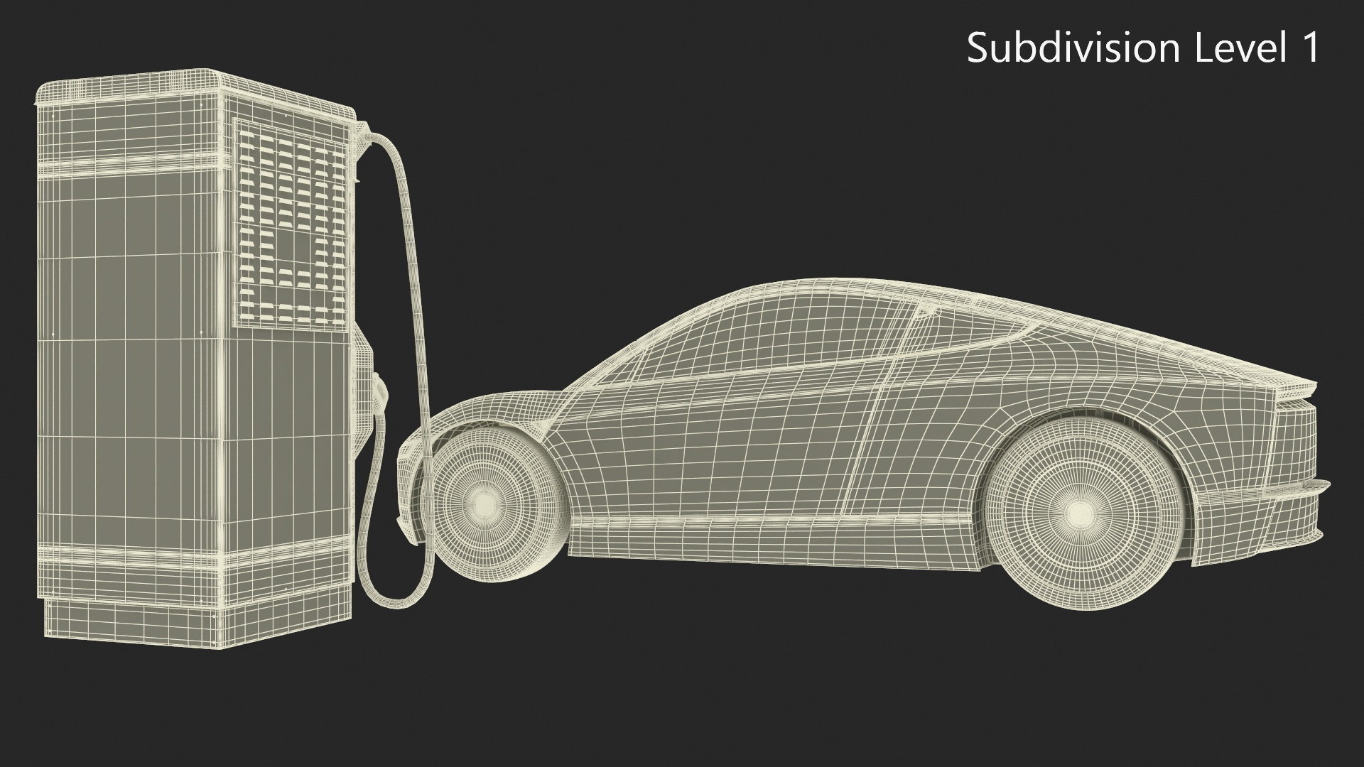 Electric Coupe Car with Freewire Ultrafast Charging Station 3D model