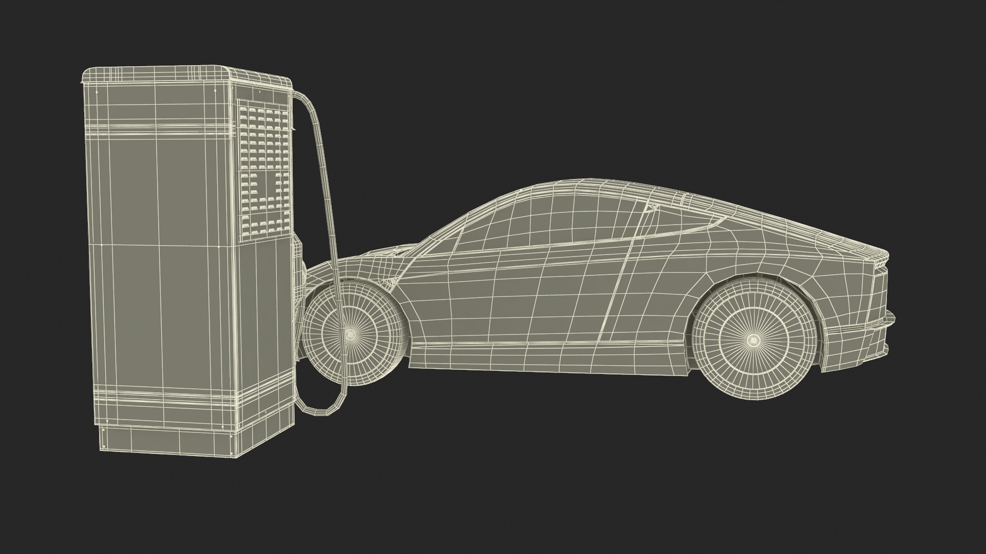 Electric Coupe Car with Freewire Ultrafast Charging Station 3D model