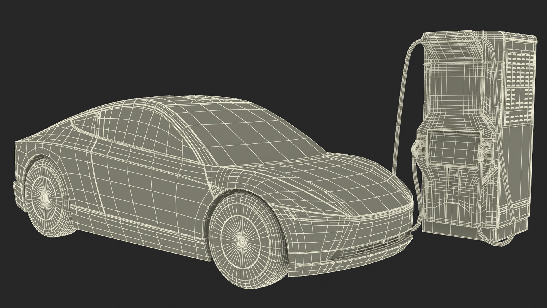 Electric Coupe Car with Freewire Ultrafast Charging Station 3D model