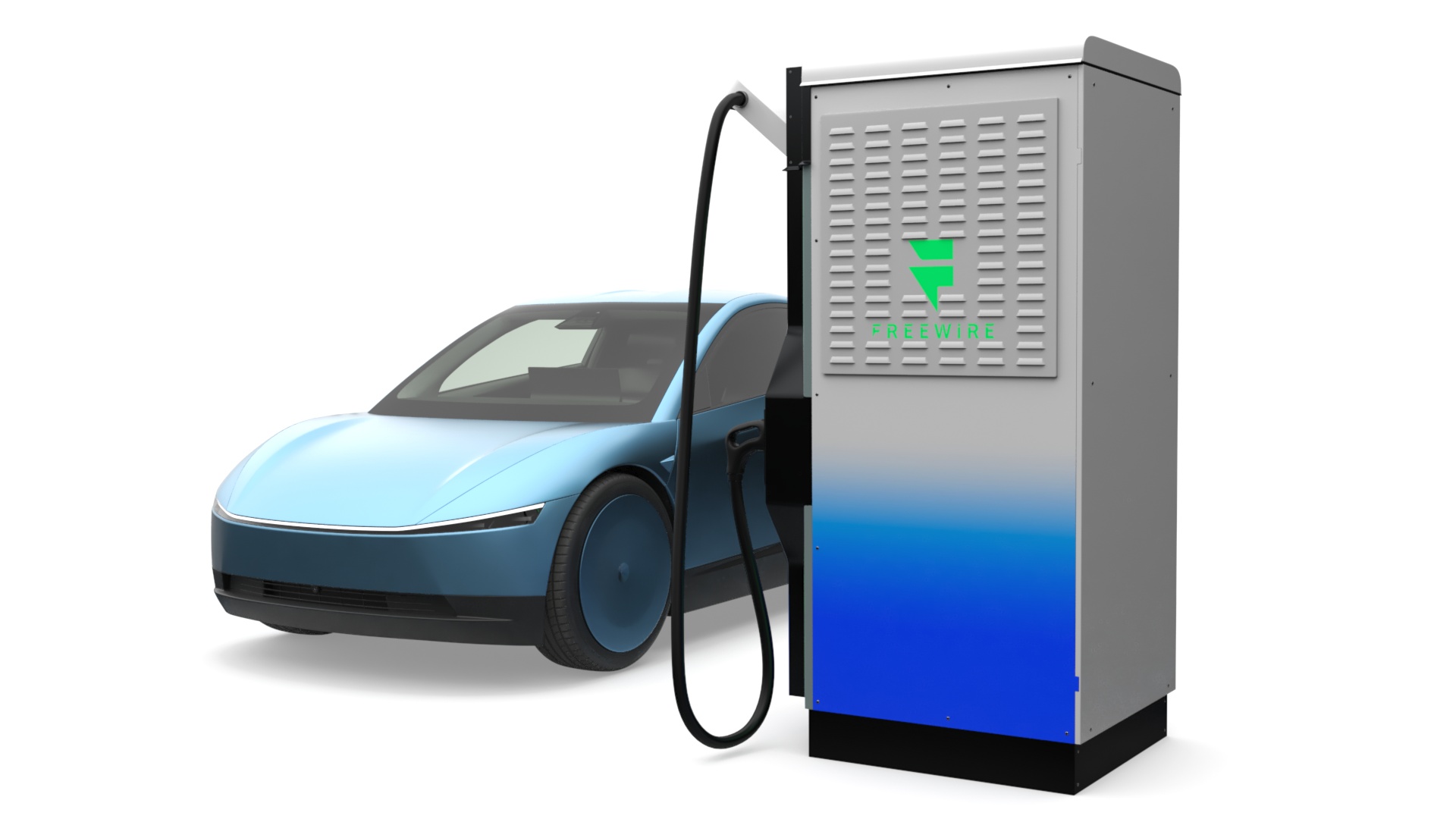 Electric Coupe Car with Freewire Ultrafast Charging Station 3D model