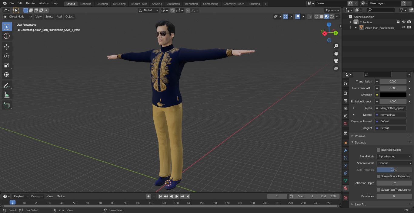 Asian Man Fashionable Style T Pose 3D model