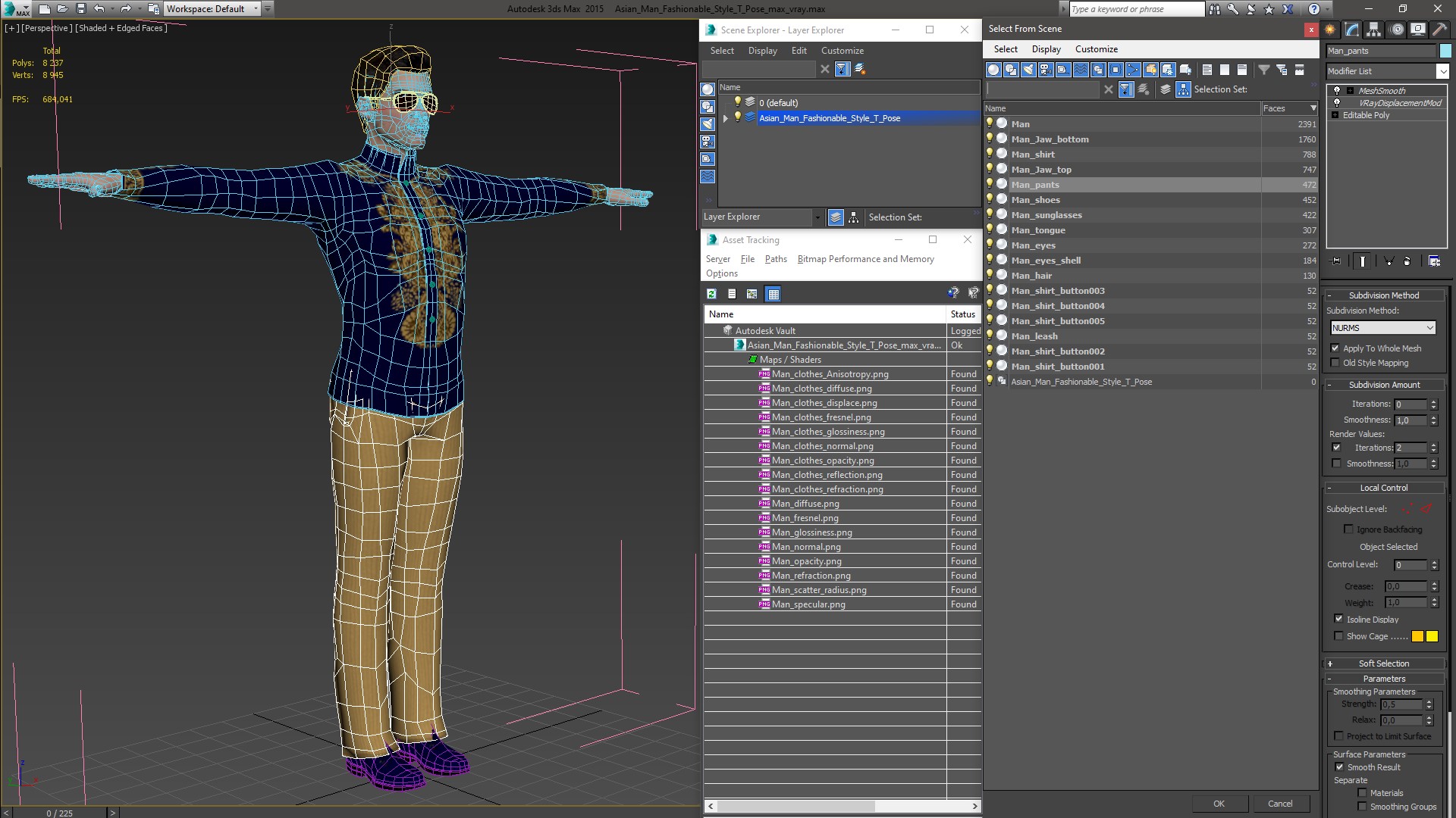 Asian Man Fashionable Style T Pose 3D model