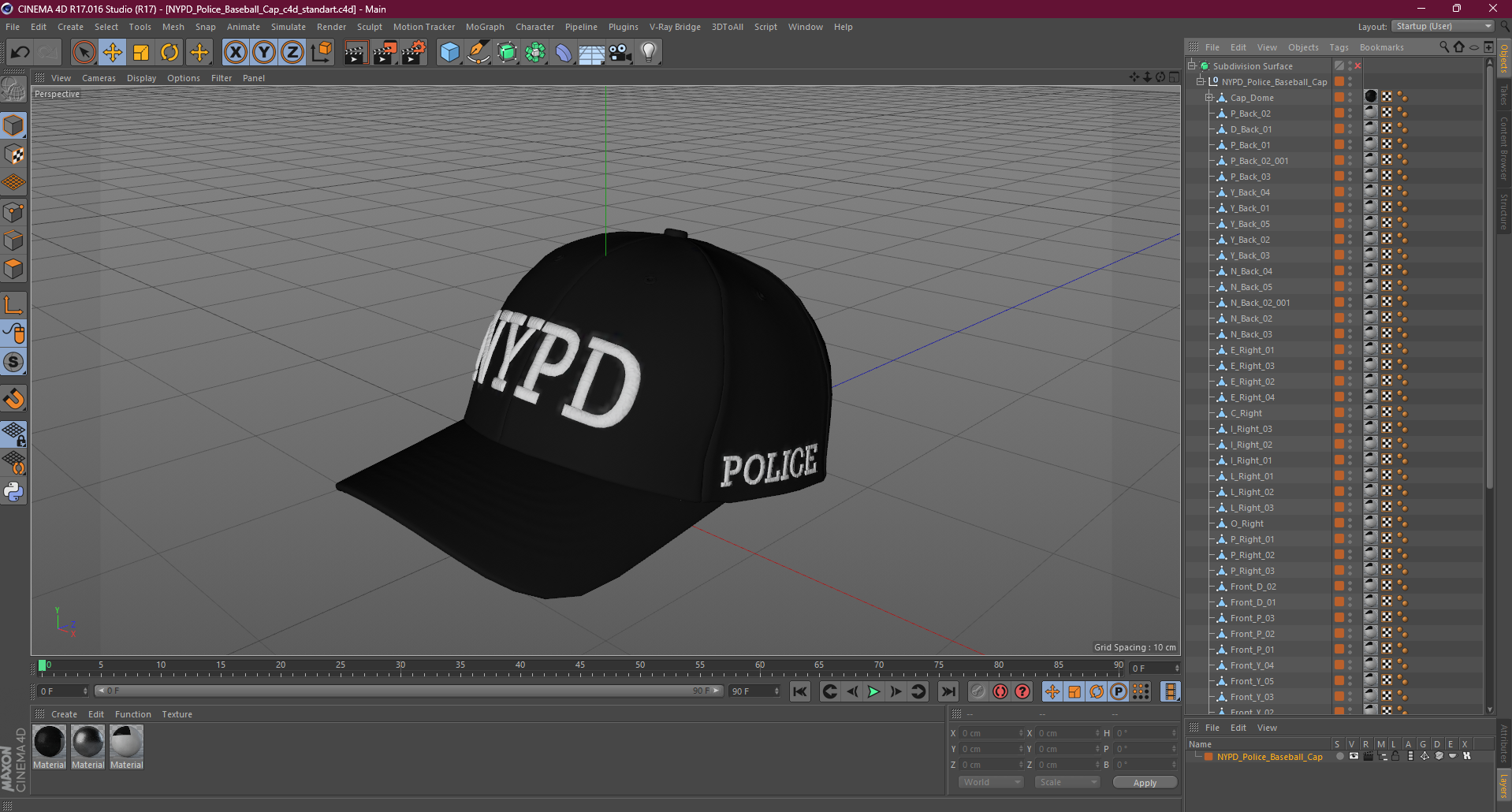 NYPD Police Baseball Cap 3D model