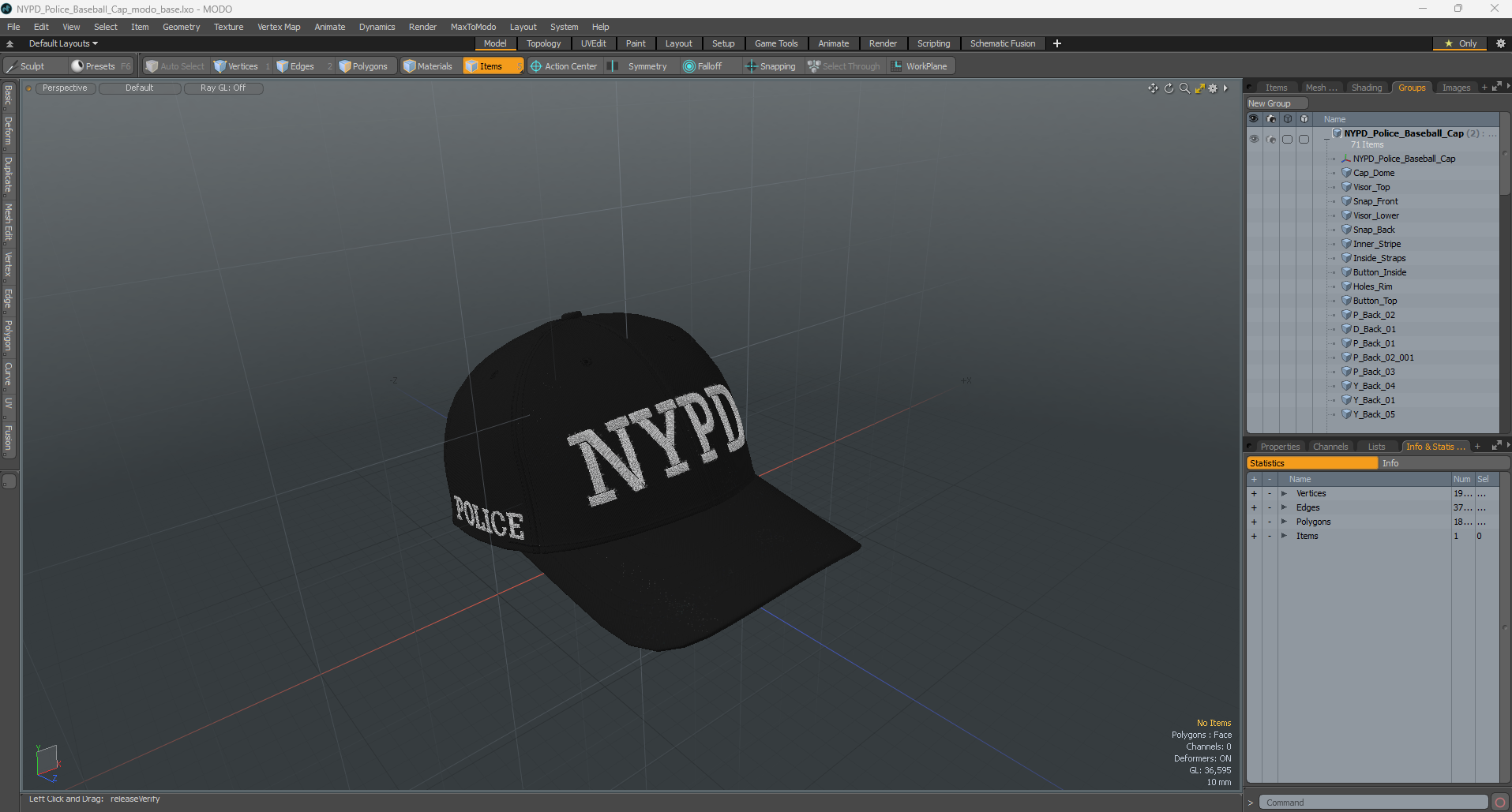 NYPD Police Baseball Cap 3D model