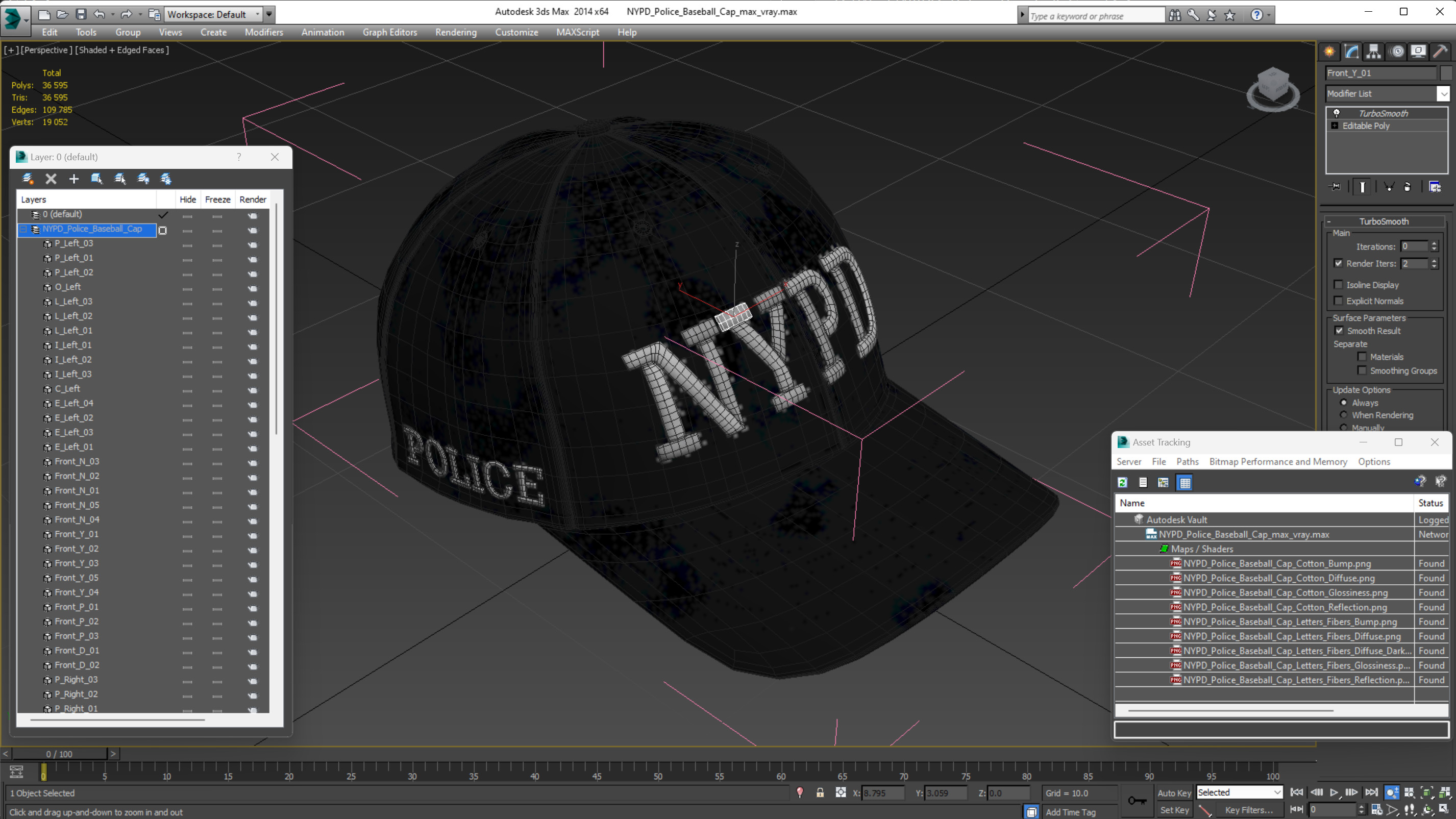 NYPD Police Baseball Cap 3D model