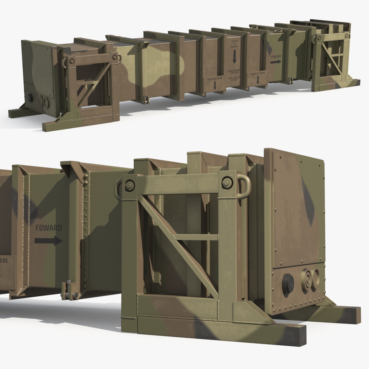 Ballistic Missile Transport Container Camo 3D model preview