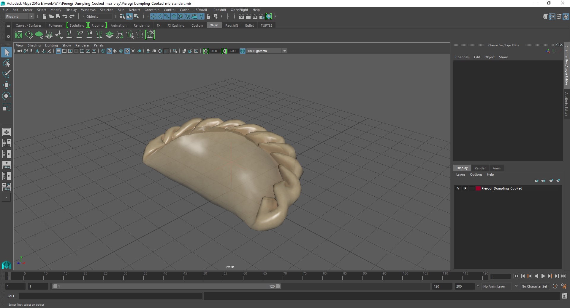 3D Pierogi Dumpling Cooked model
