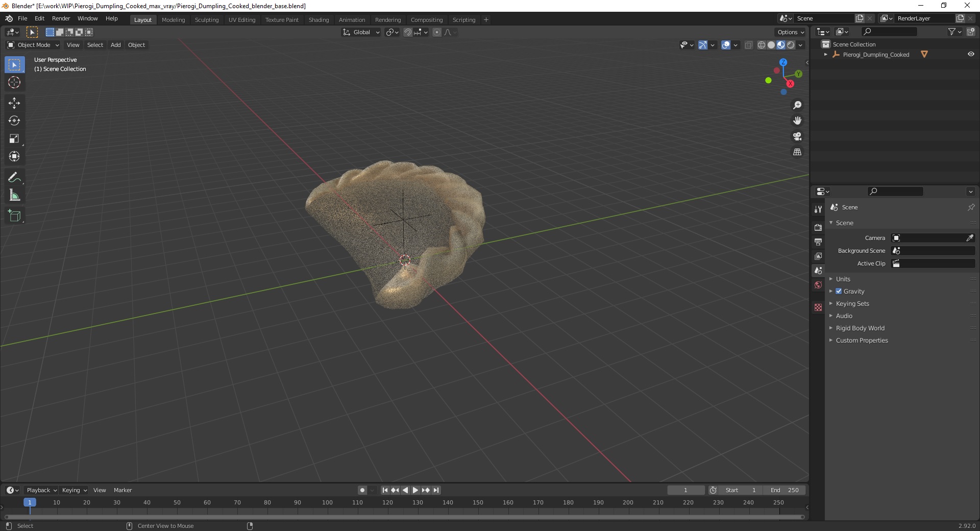 3D Pierogi Dumpling Cooked model
