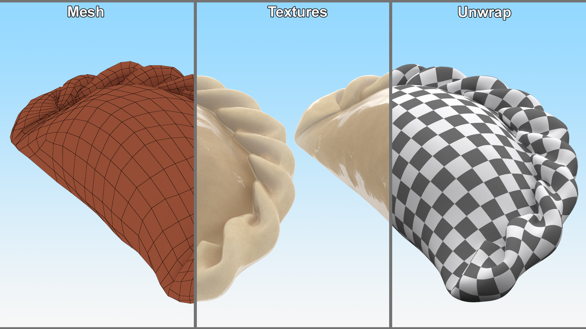 3D Pierogi Dumpling Cooked model