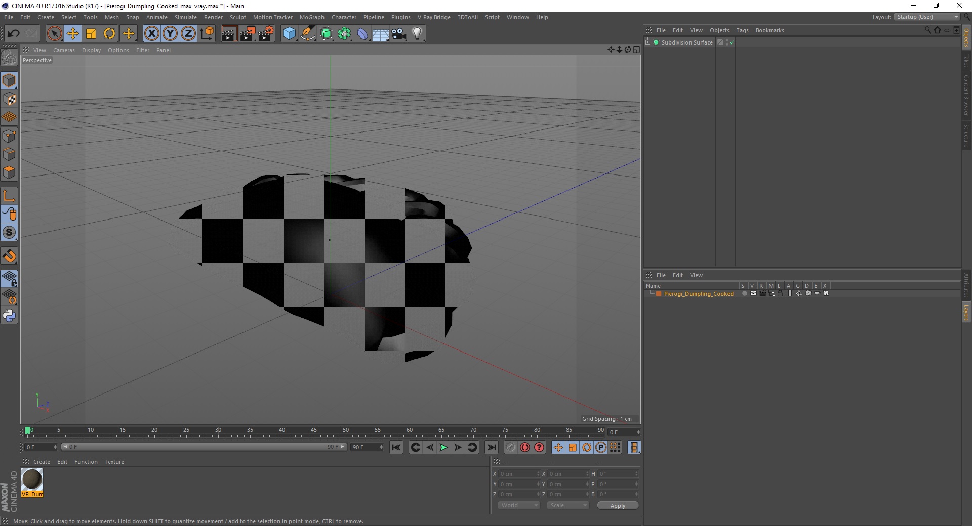 3D Pierogi Dumpling Cooked model