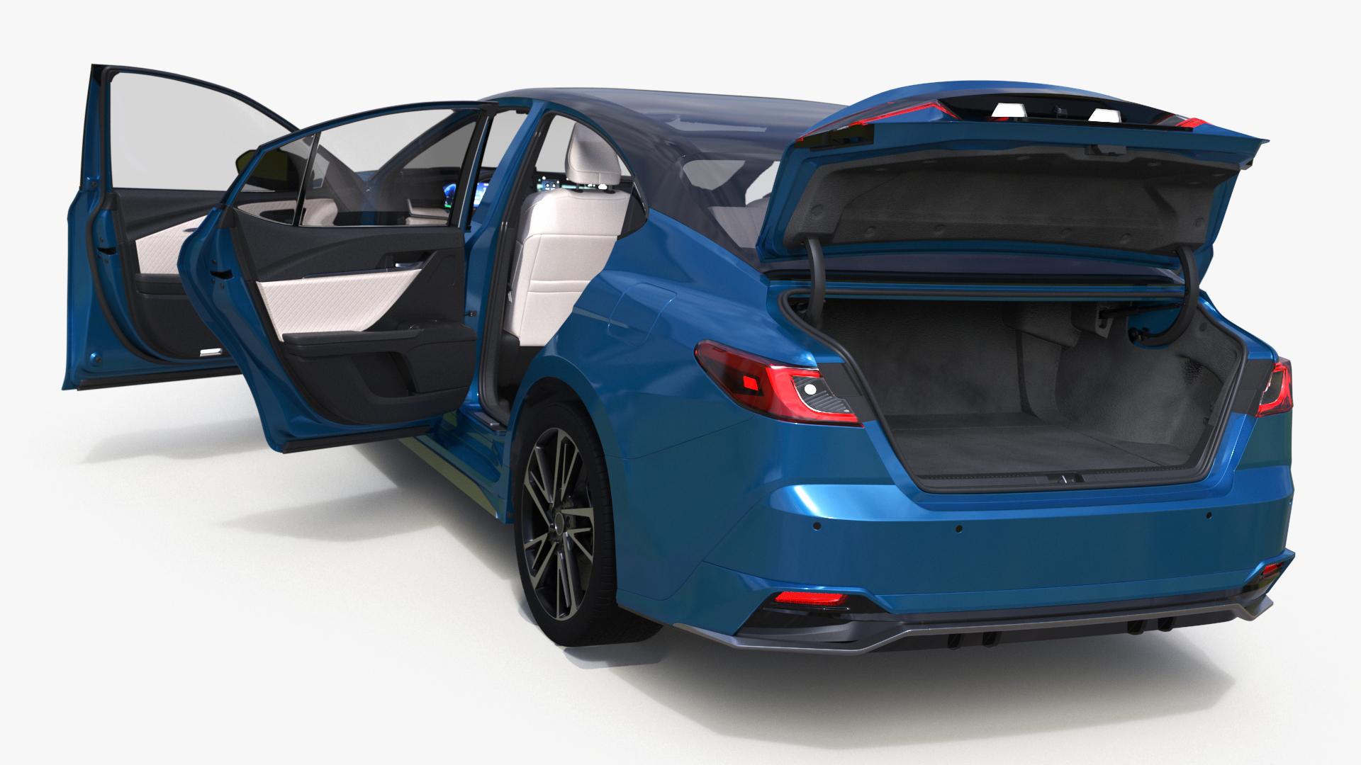 3D model Refined Mid Size Car Blue