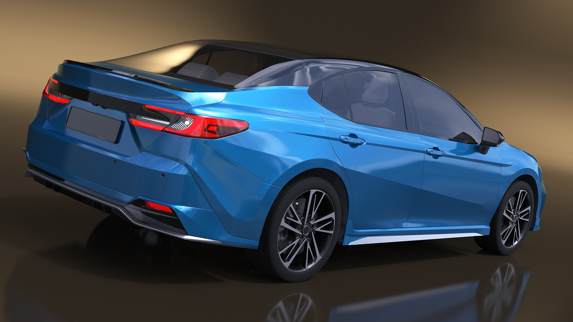 3D model Refined Mid Size Car Blue