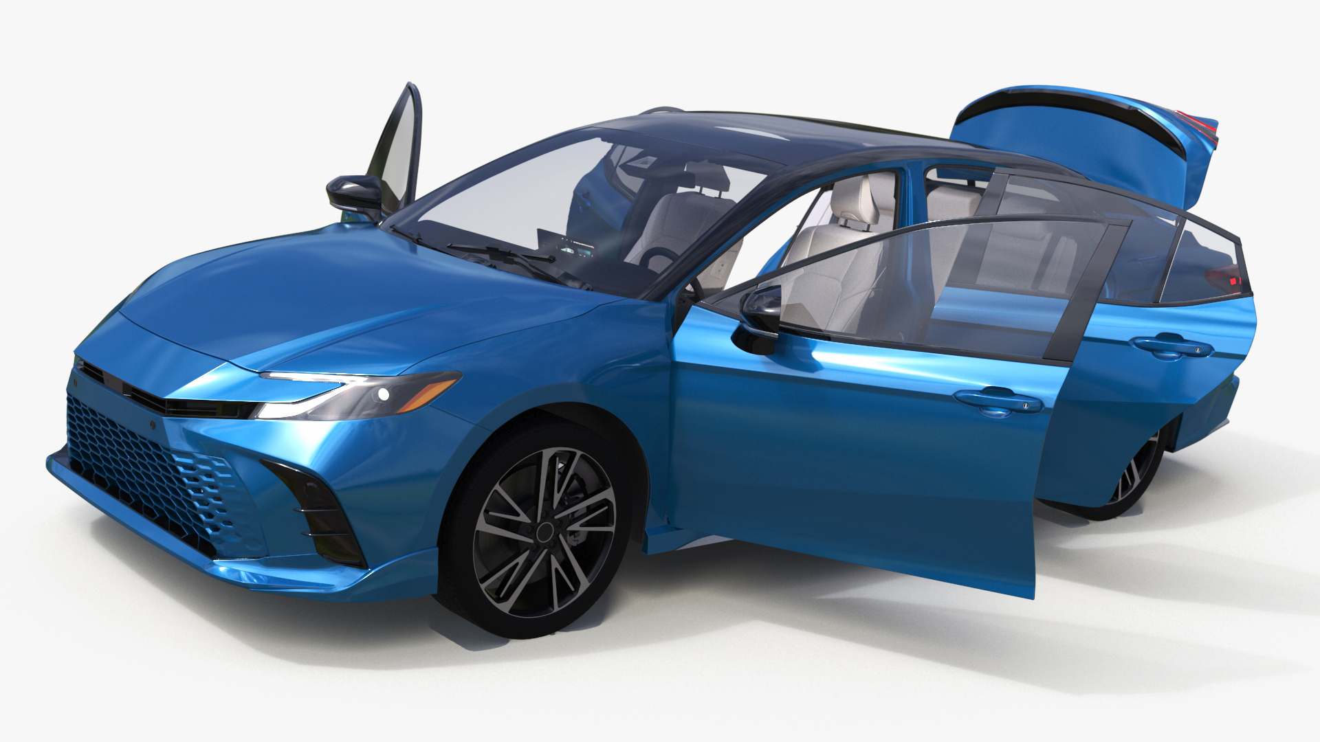3D model Refined Mid Size Car Blue