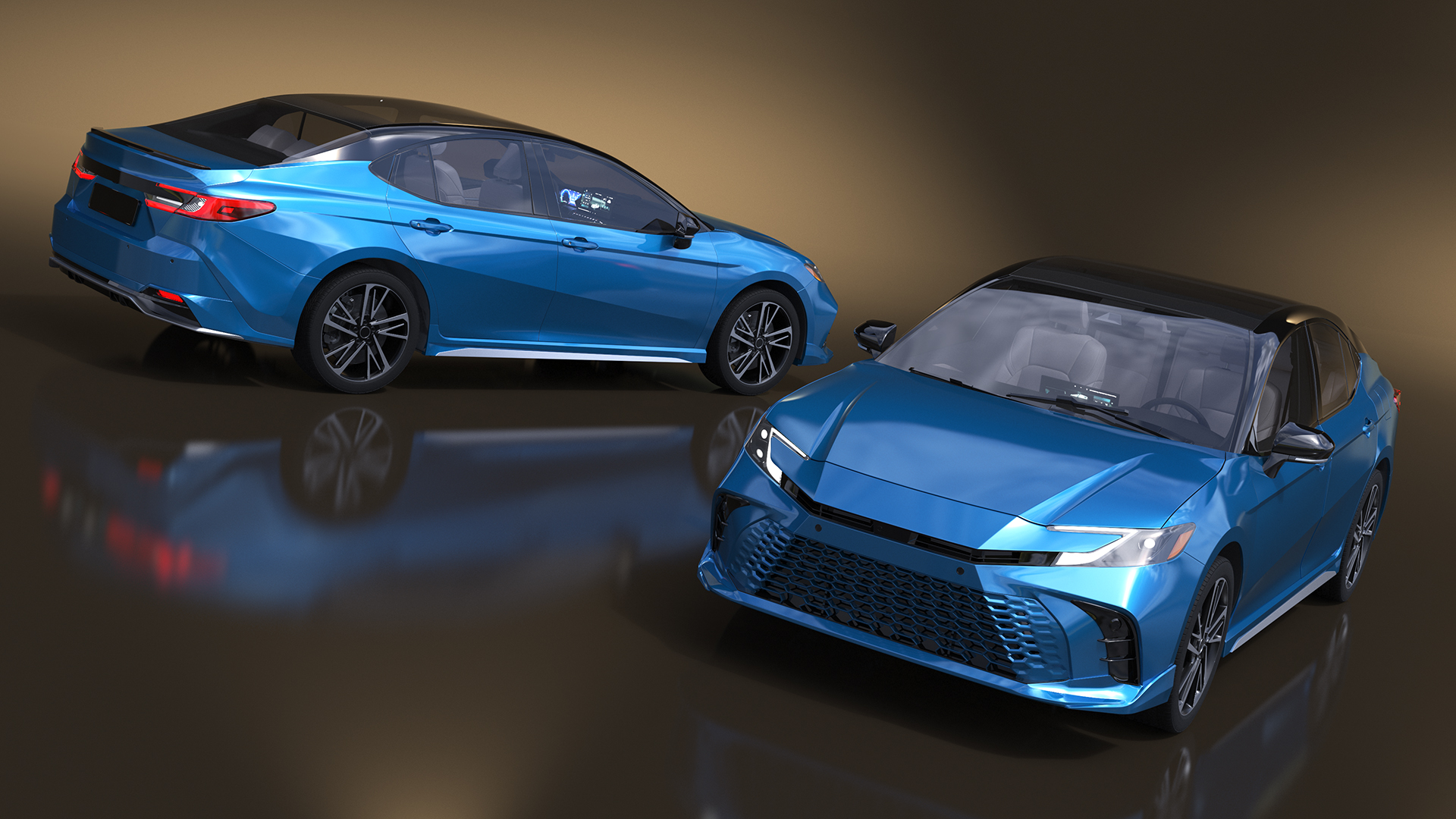 3D model Refined Mid Size Car Blue