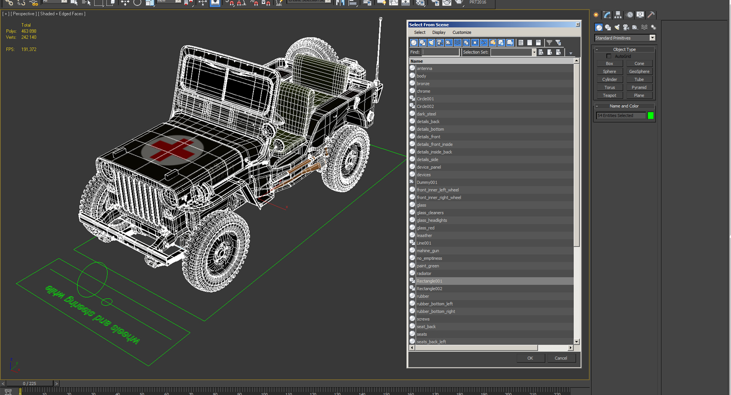 3D Jeep Willys 1944 Ambulance Rigged model