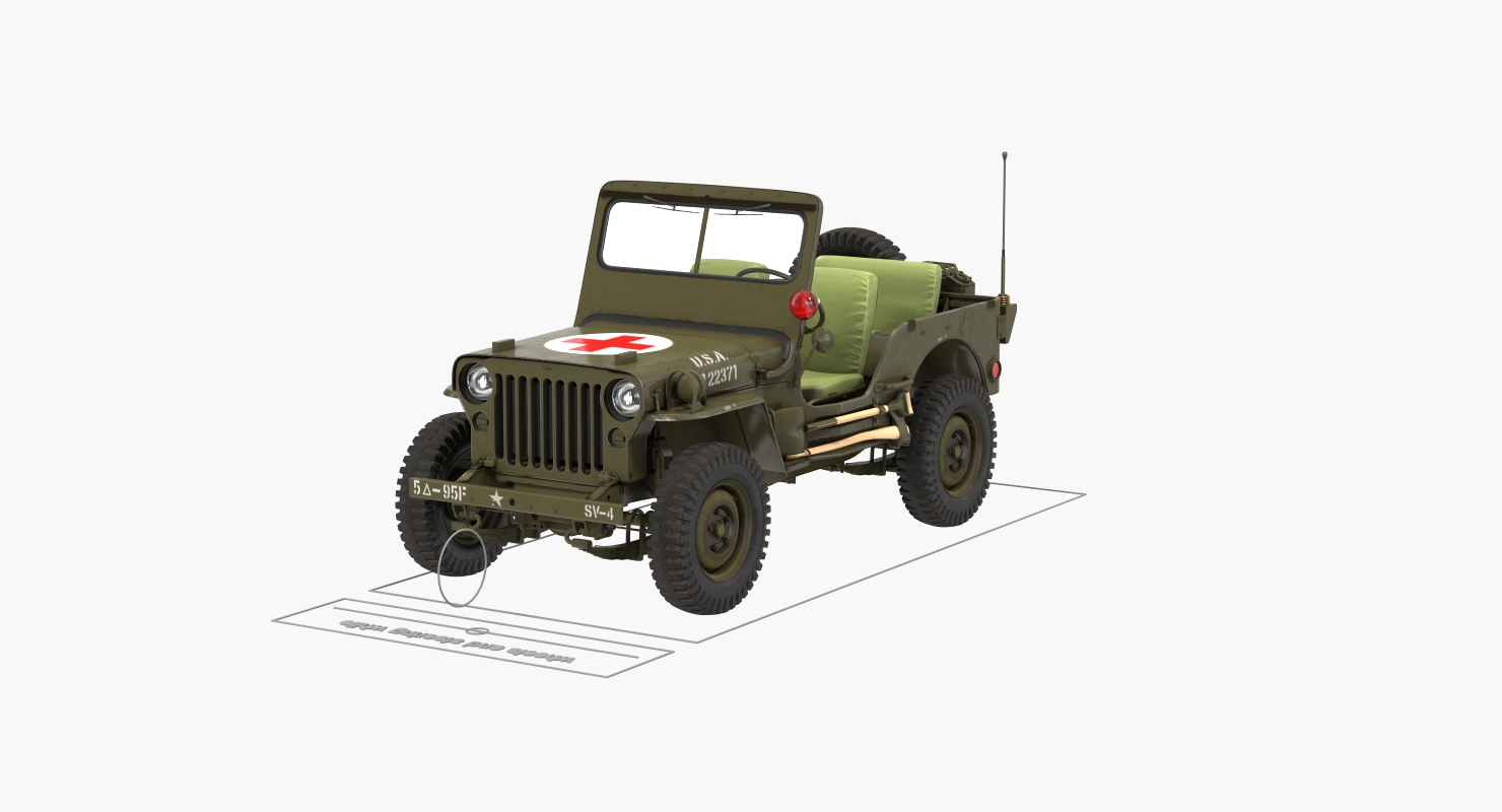3D Jeep Willys 1944 Ambulance Rigged model