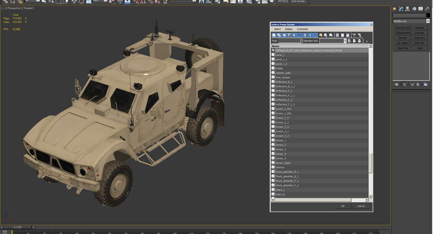 3D Oshkosh M ATV Mine Resistant Ambush Protected Vehicle model