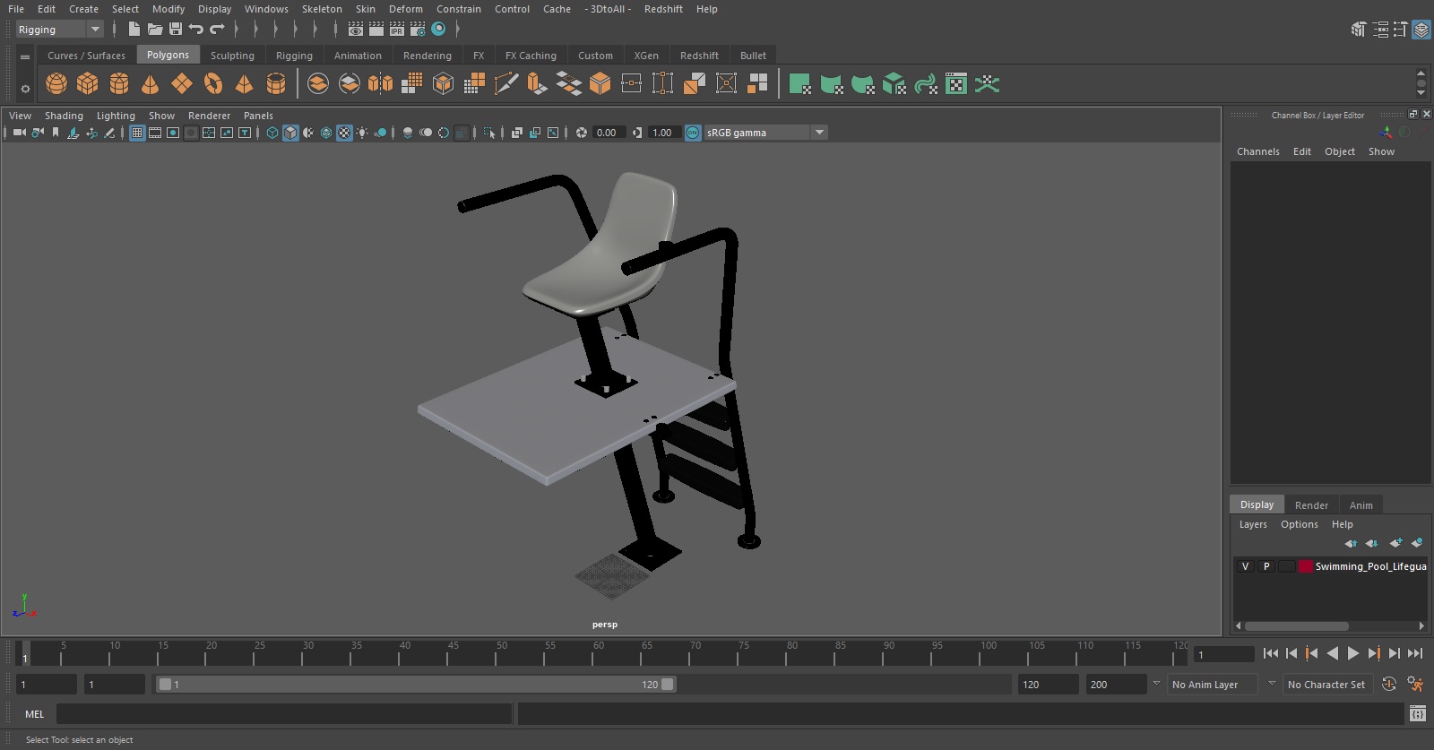 Swimming Pool Lifeguard Chair 3D model